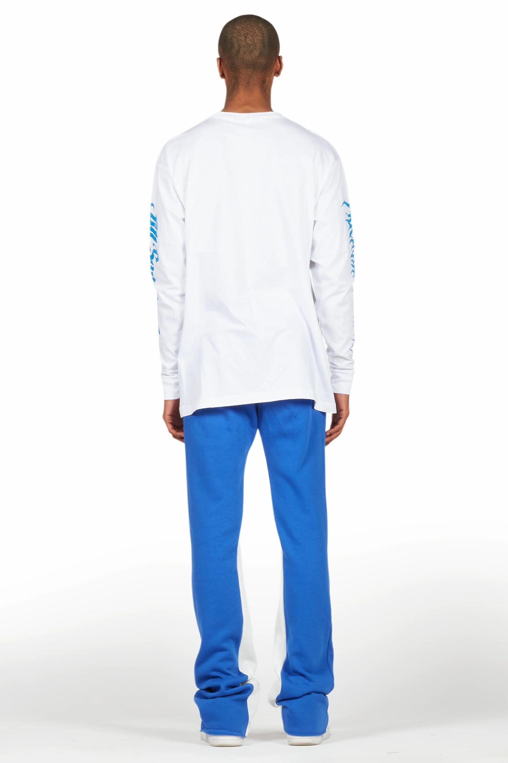 All Seeing Eyes White/Royal Long Sleeve T-Shirt/Baggy Pant Set Male Product Image
