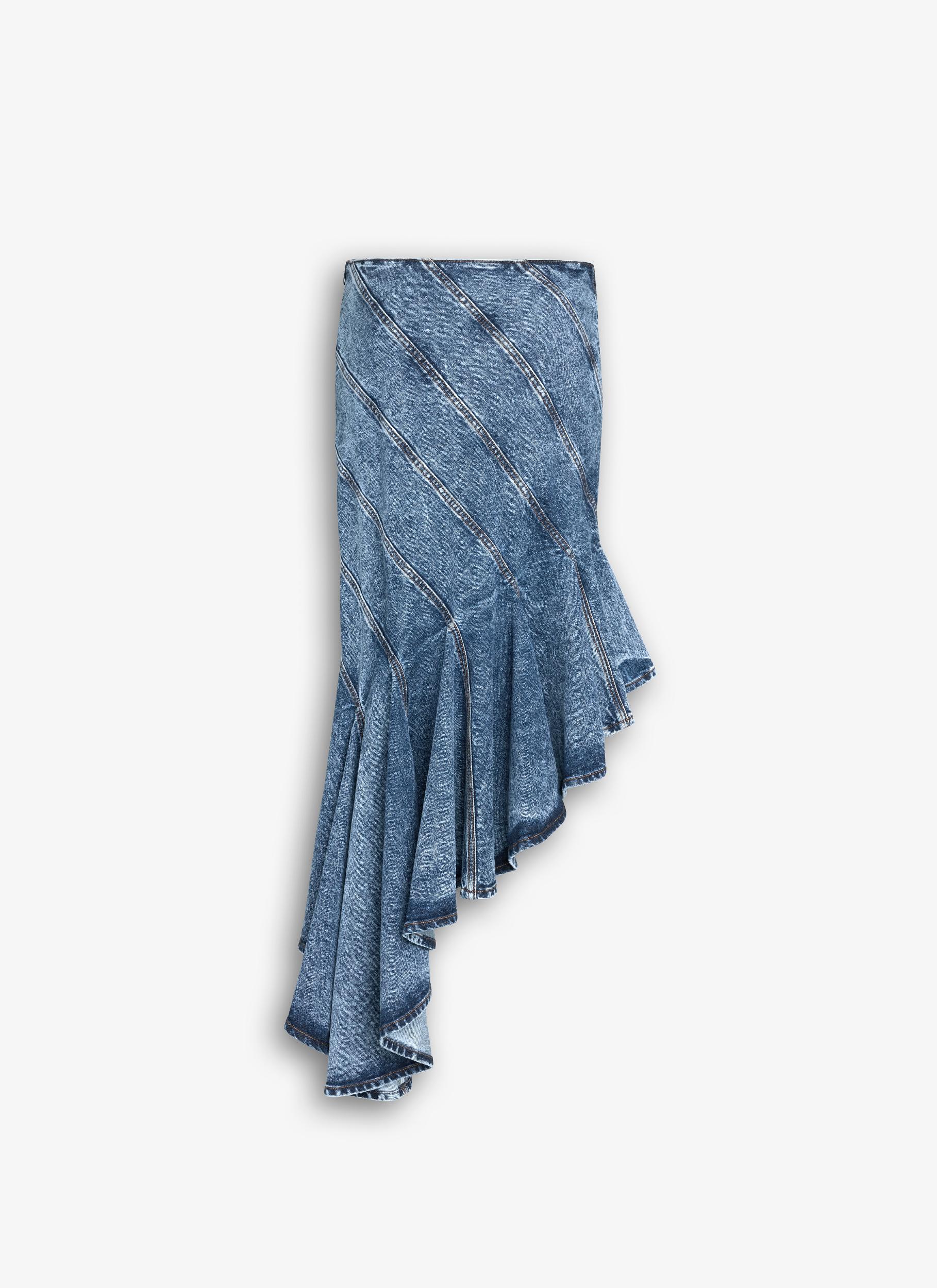 BLUE DENIM SPIRAL SKIRT Product Image