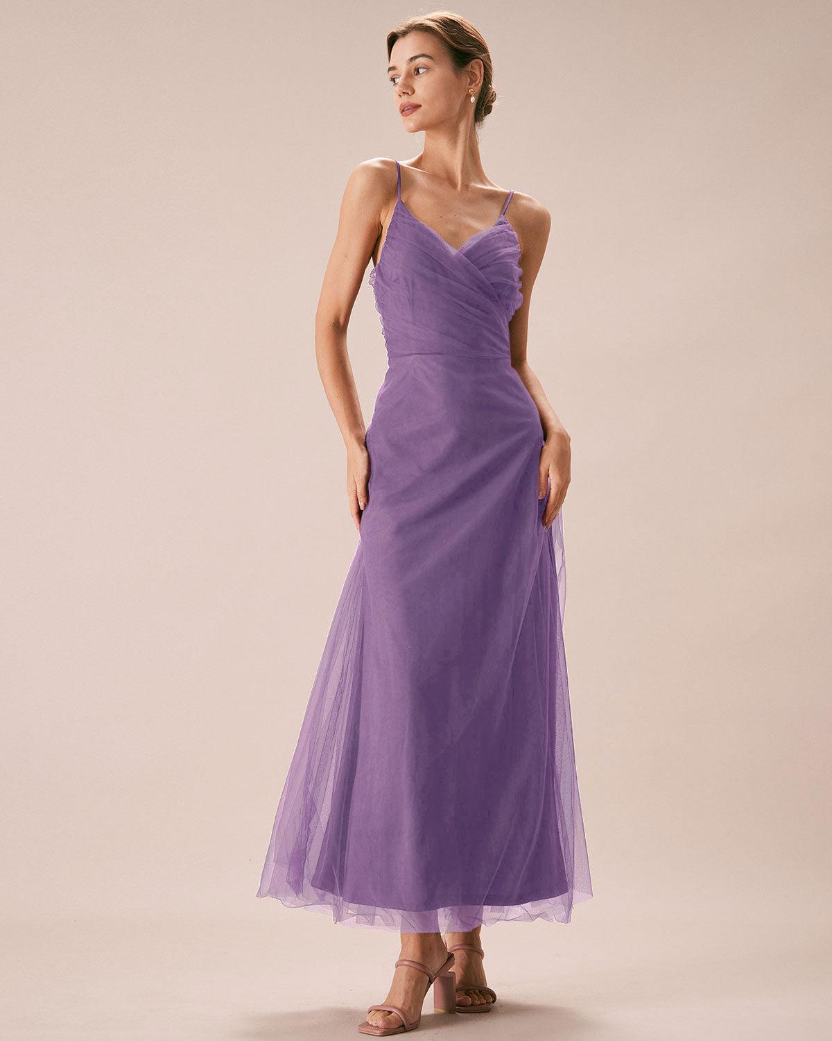 Purple Mesh Wrap Slip Maxi Dress Product Image
