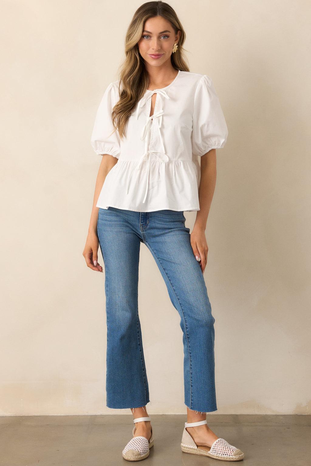 Back And Forth Medium Wash Cropped Flare Jeans Product Image