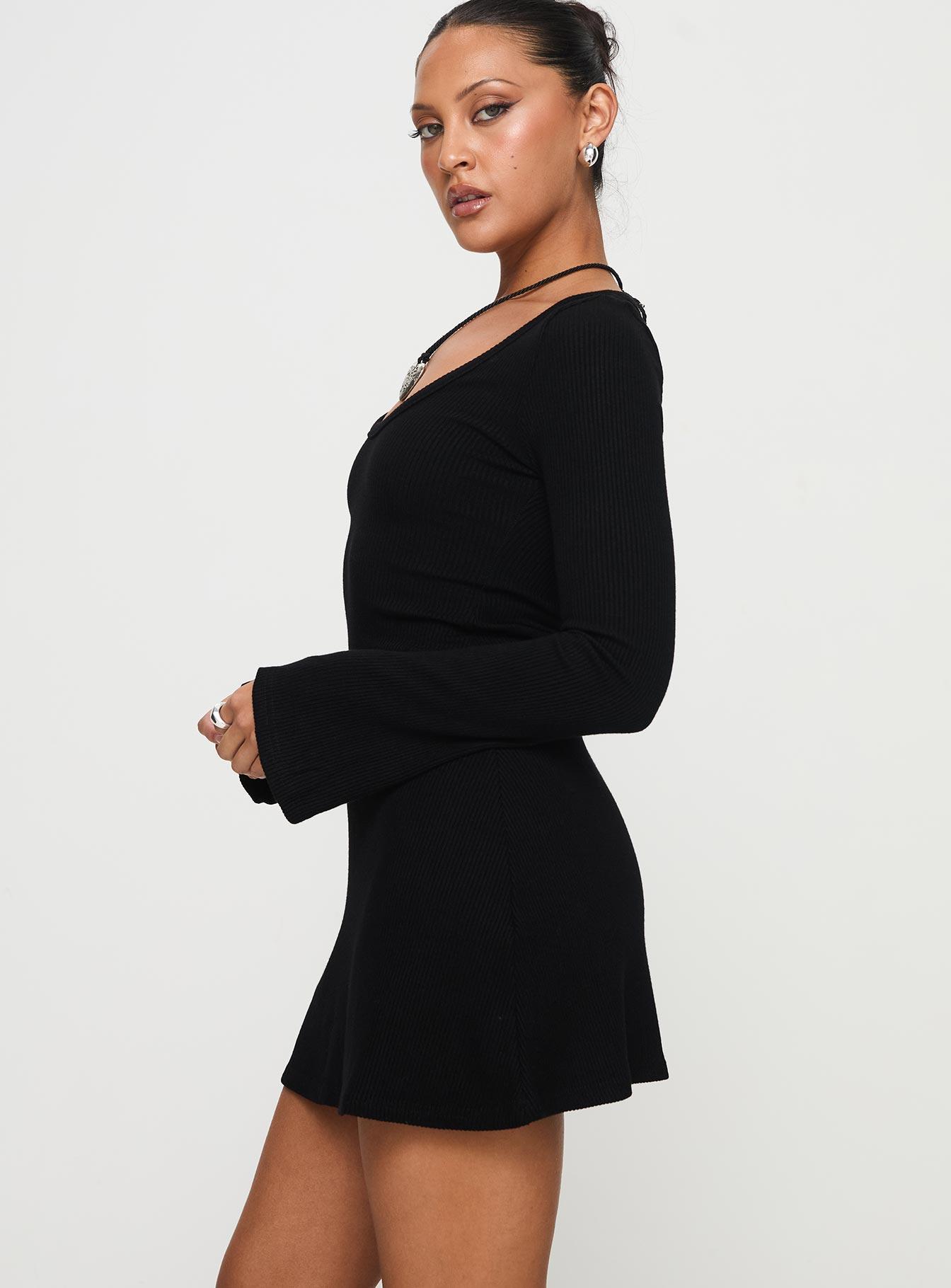 Best Interest Long Sleeve Mini Dress Black Tall Product Image
