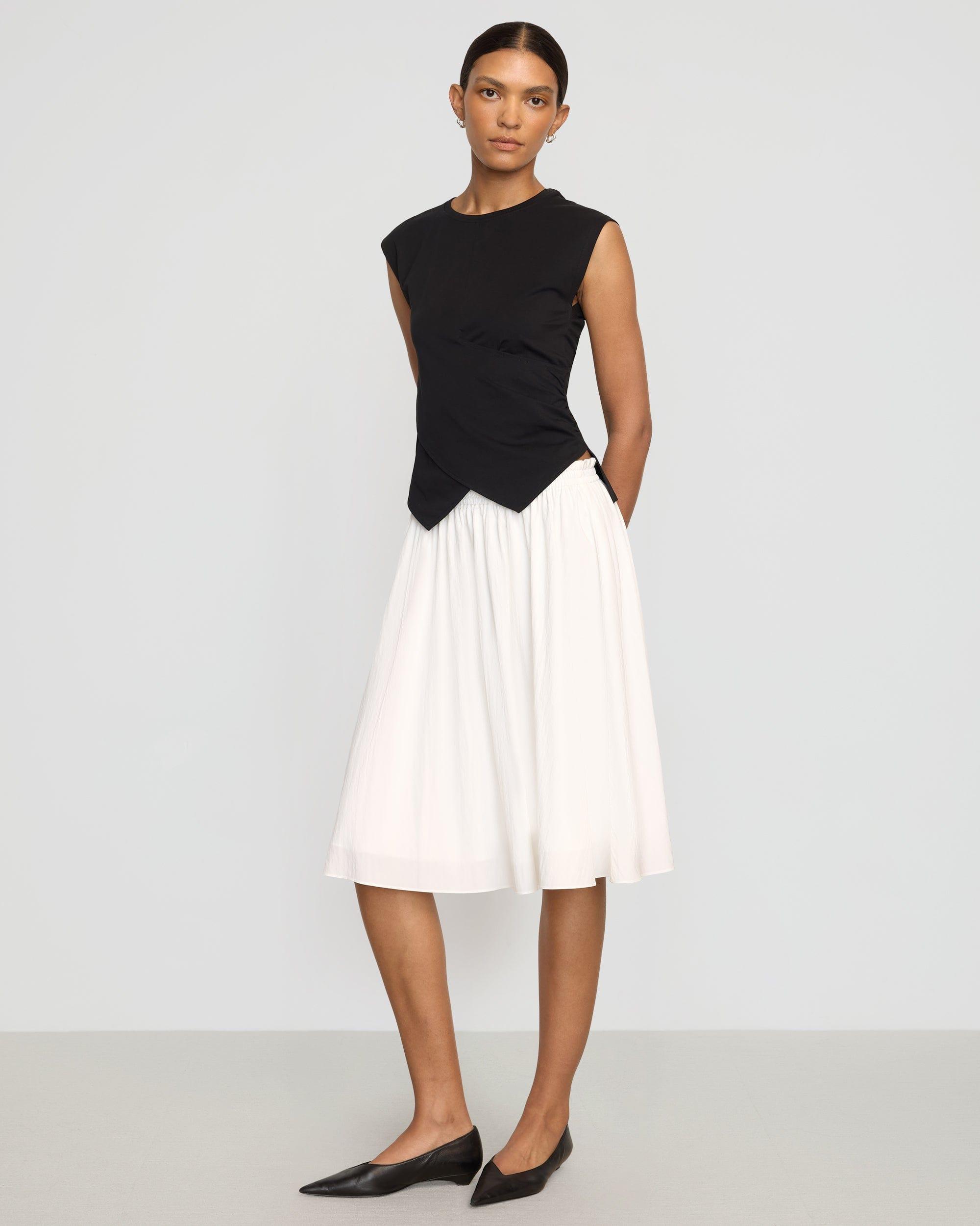 Zazie Shirred Stretch-Waist Midi Skirt Product Image