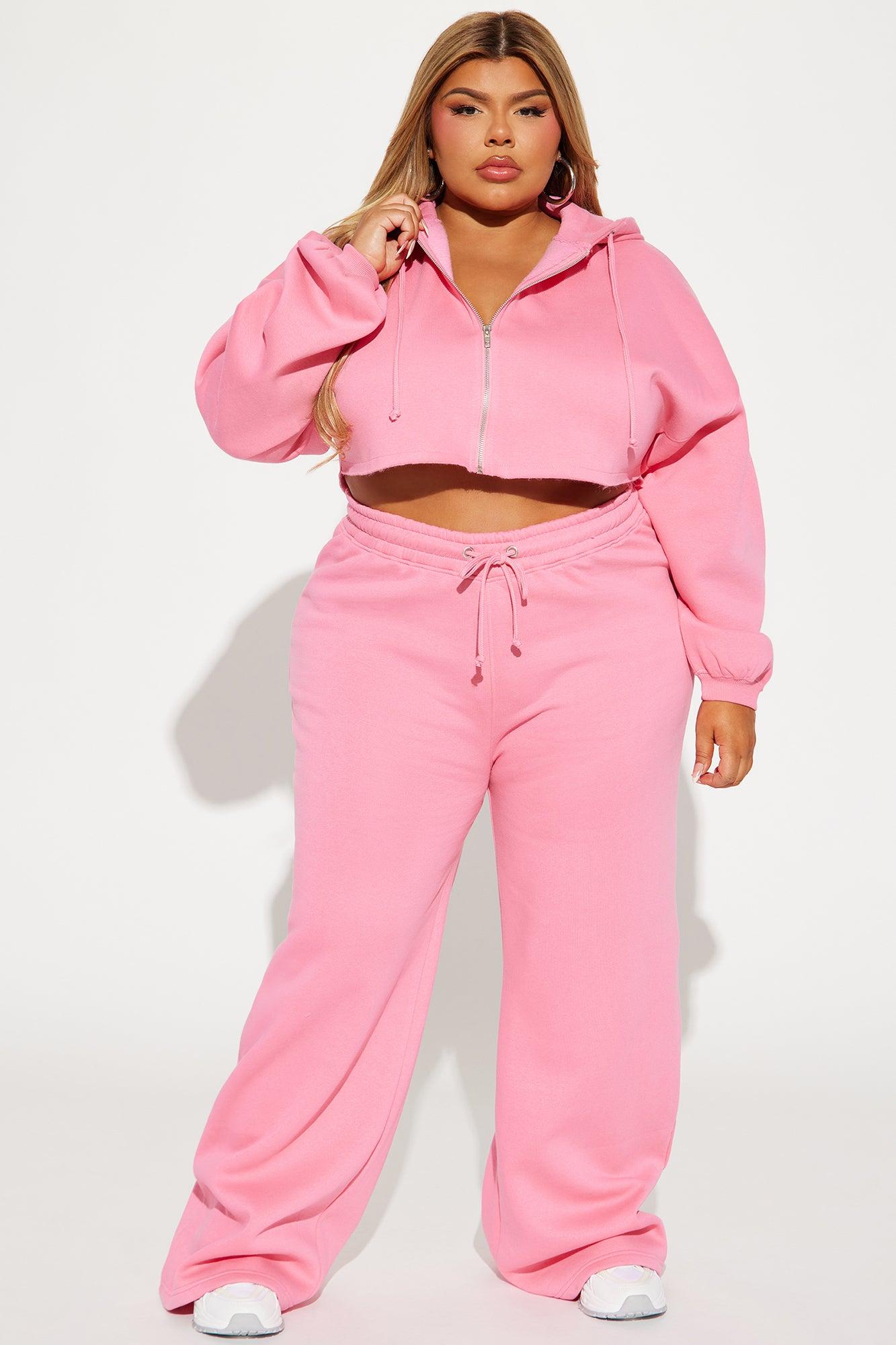 On The Go Fleece Pant Set - Pink Product Image