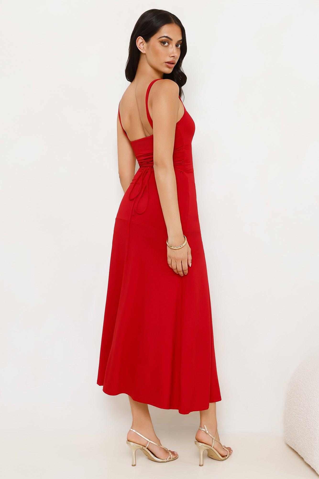 Velvet Kiss Midi Dress Red Product Image