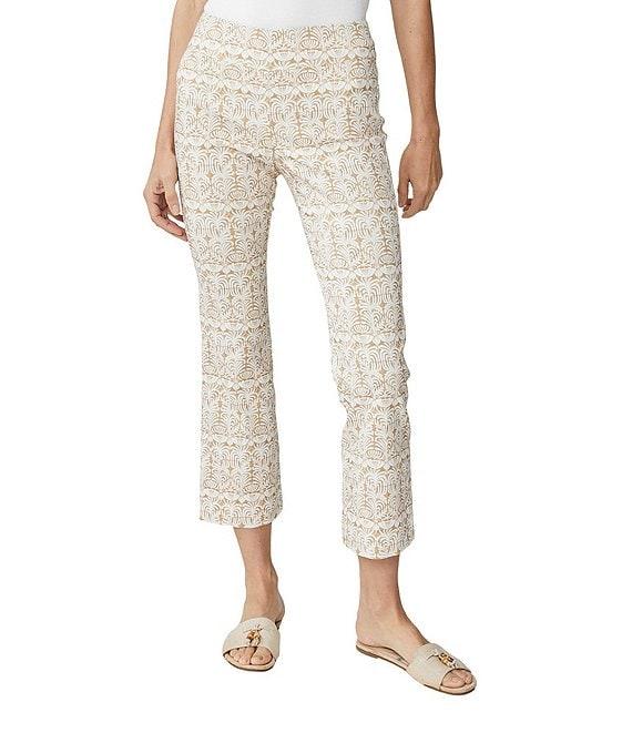 J.McLaughlin Printed Knit Flare Leg Pull-On Cropped Pants Product Image