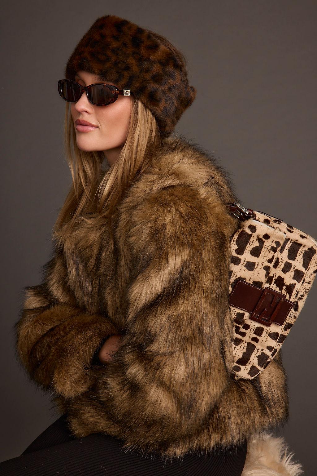 Misty Brown Faux Fur Coat Product Image