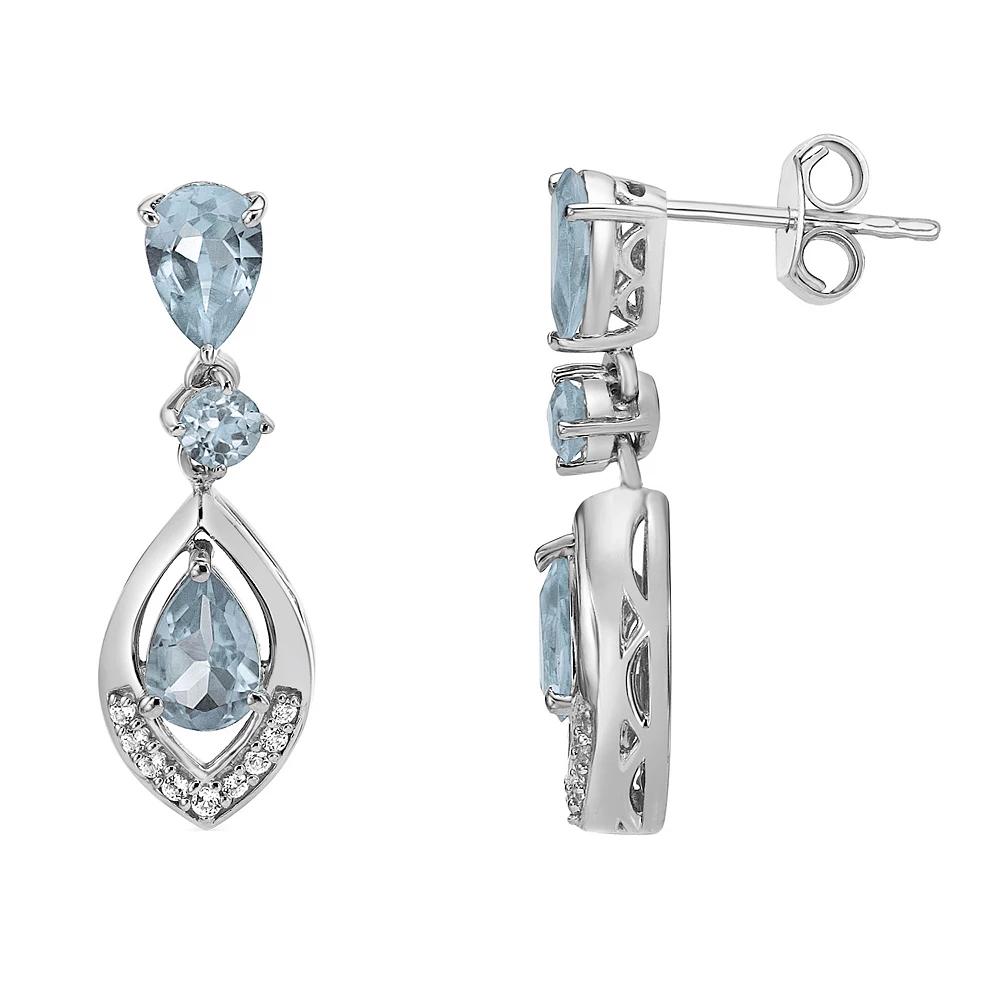 Gemminded Sterling Silver Aqua & White Topaz Earrings, Women's Product Image