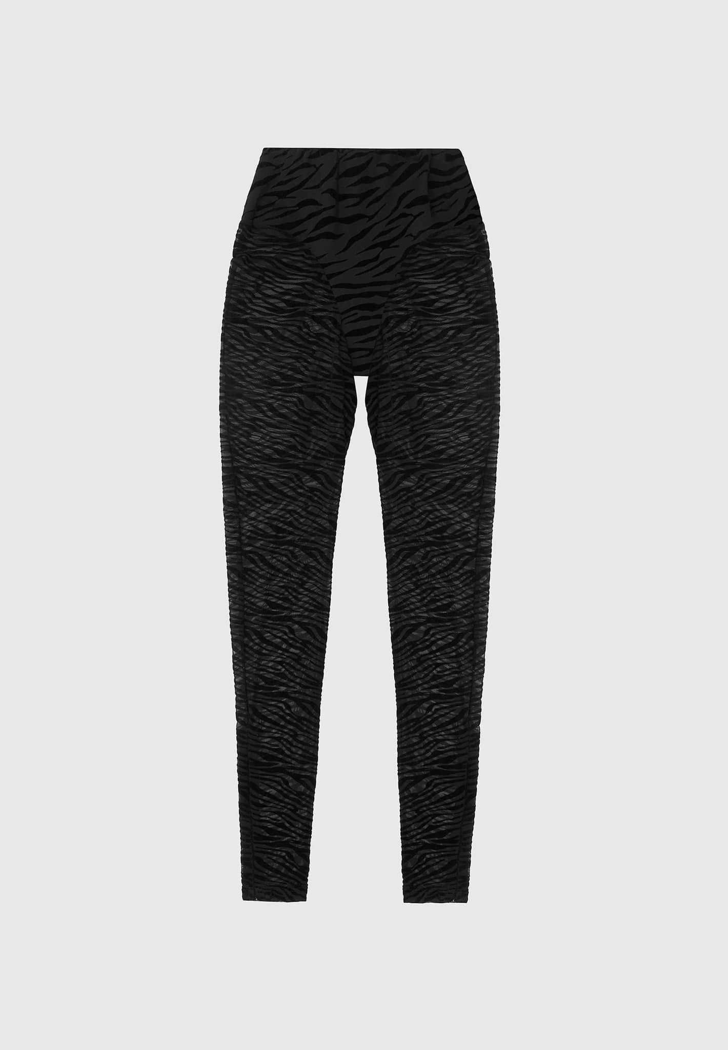 Mesh Zebra Print Leggings - Black Female Product Image