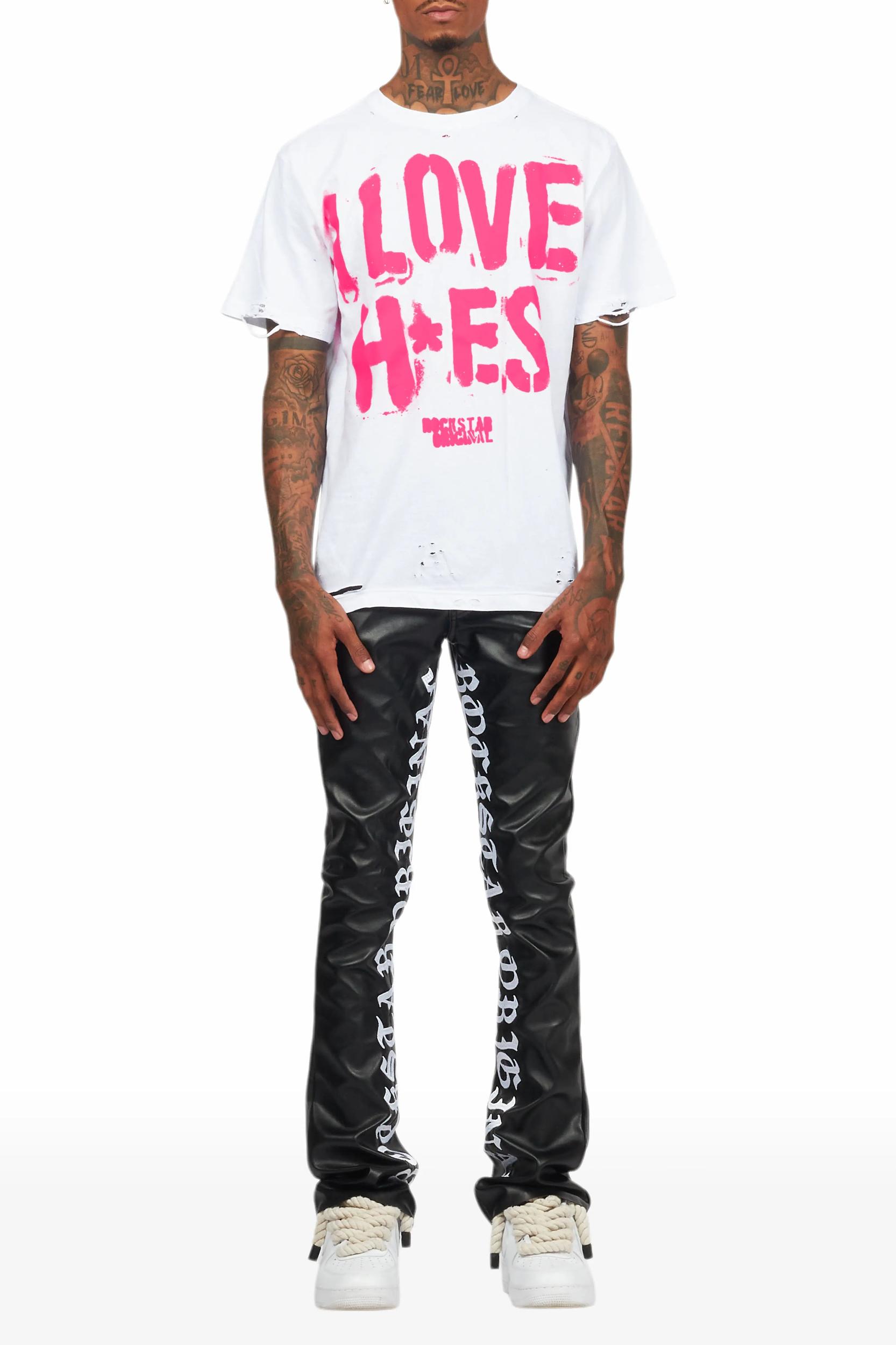 Elian Black PU Stacked Flare Jean Male Product Image