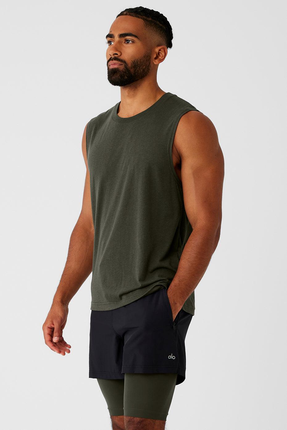 The Triumph Muscle Tank - Stealth Green Male Product Image
