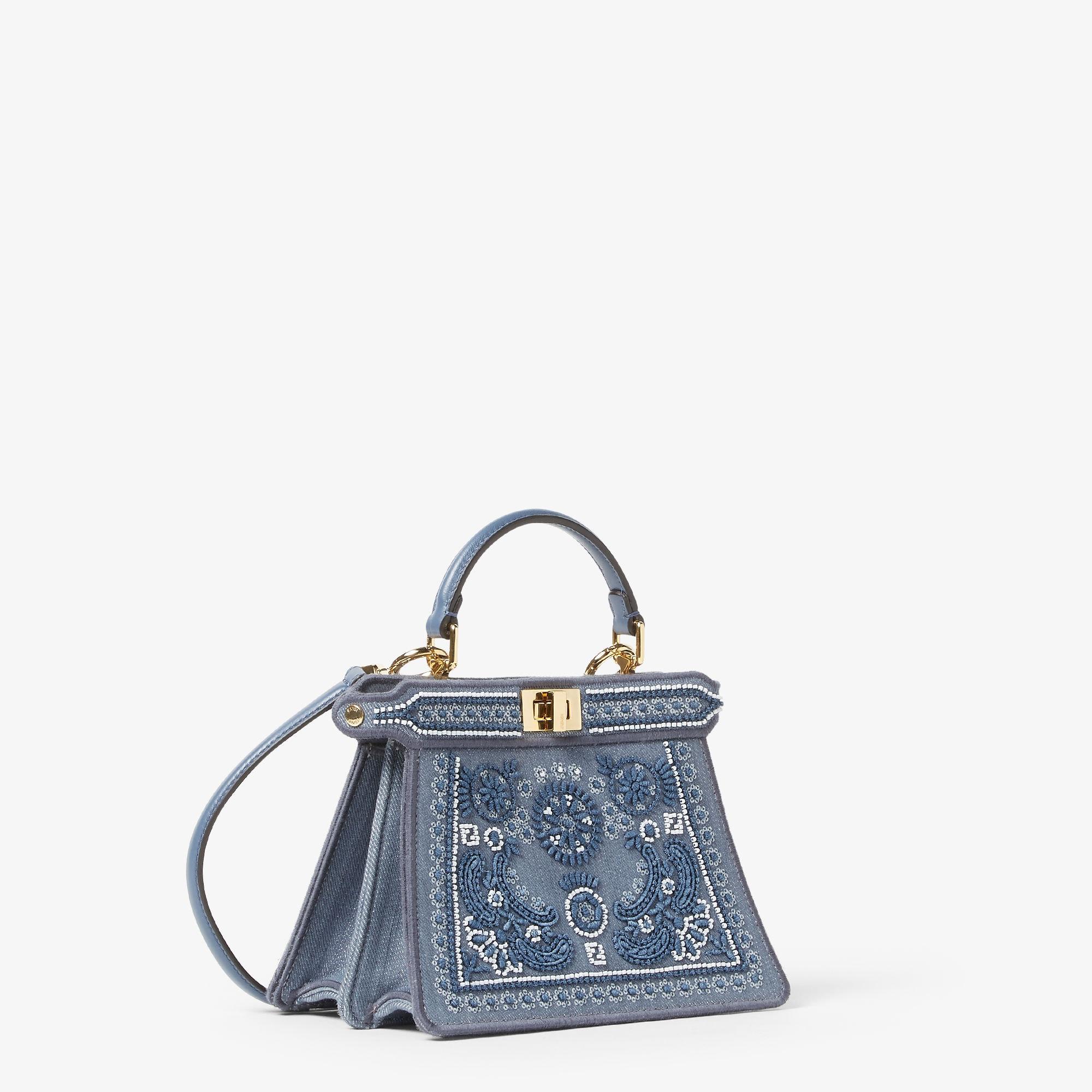 Peekaboo ISeeU PetiteDenim bag with Coral Bandana embroidery Product Image