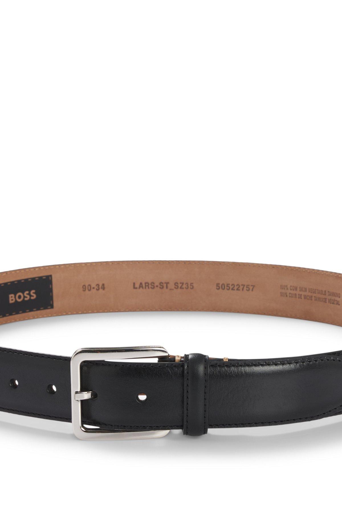 BOSS - Italian-leather belt with contrast stitching - Black Product Image