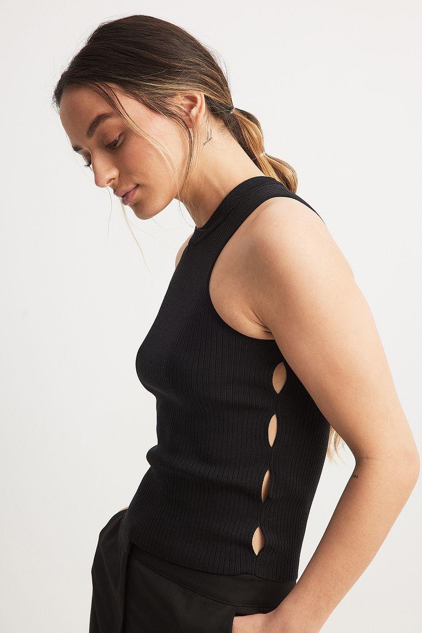 Fine Knitted Cut Out Detailed Crop Top Product Image