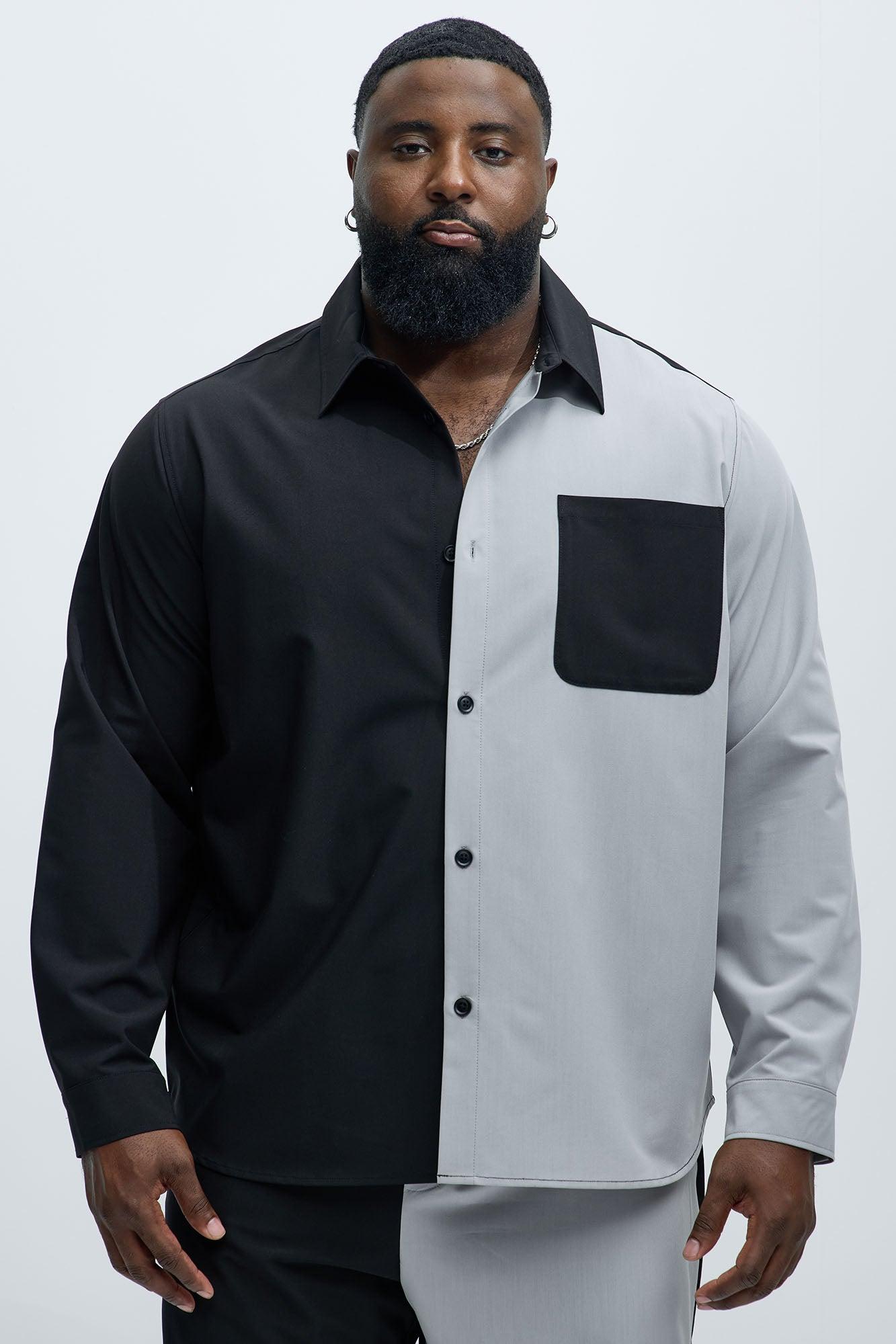 Colorblock Long Sleeve Shirt - Black/combo Product Image