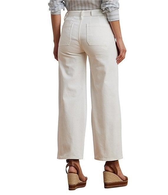 Lauren Ralph Lauren Stretch Denim High Rise Wide Leg Cropped Jeans Product Image