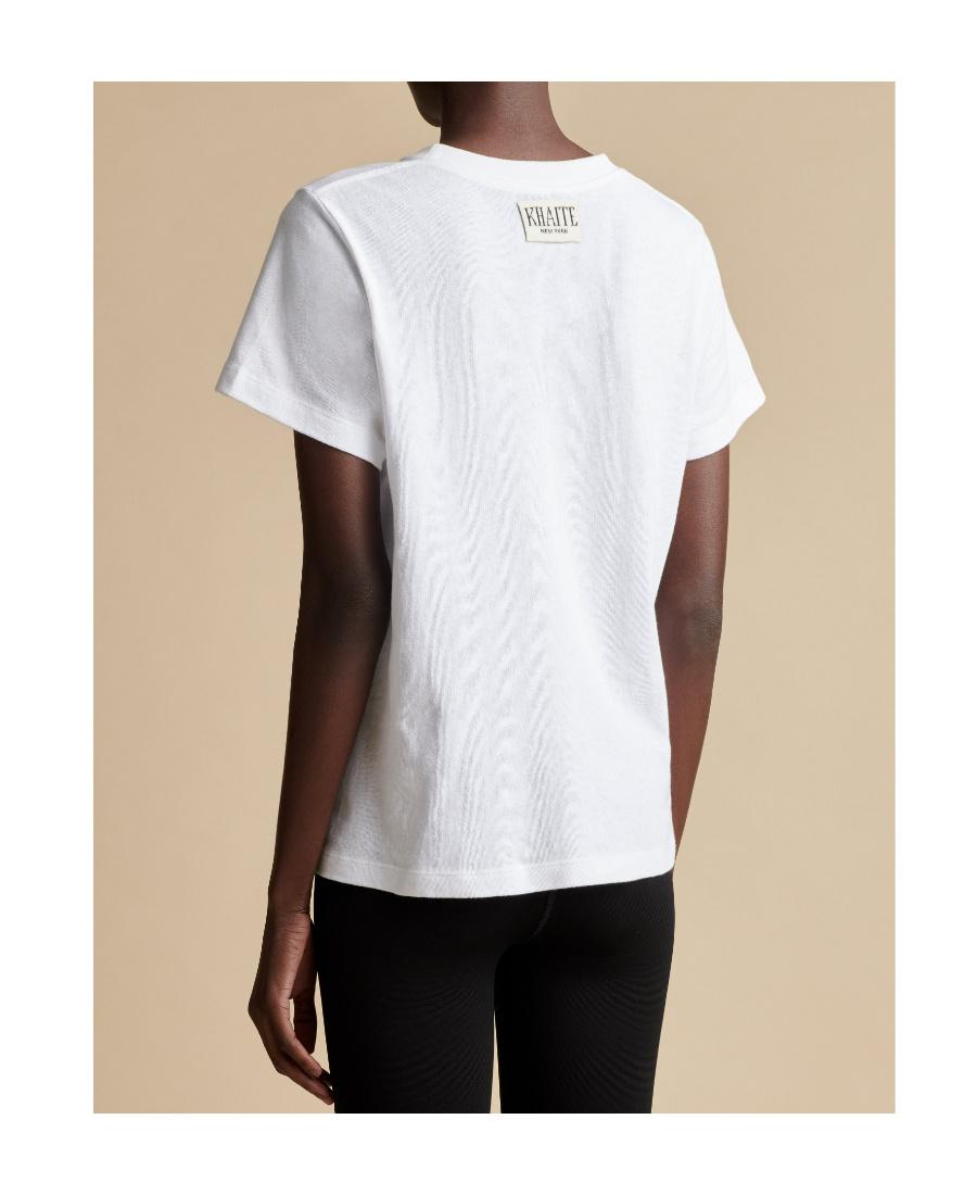 KHAITE Womens White Mae Brand-patch Cotton-jersey T-shirt In Cream Product Image
