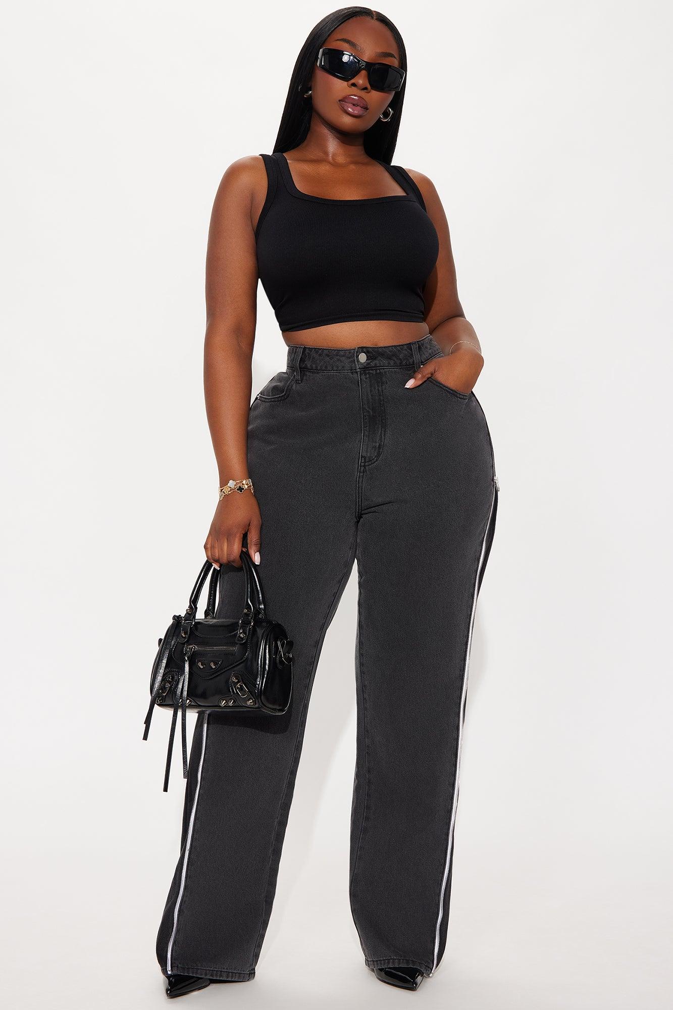 Zip It Up Straight Leg Jeans - Black Product Image