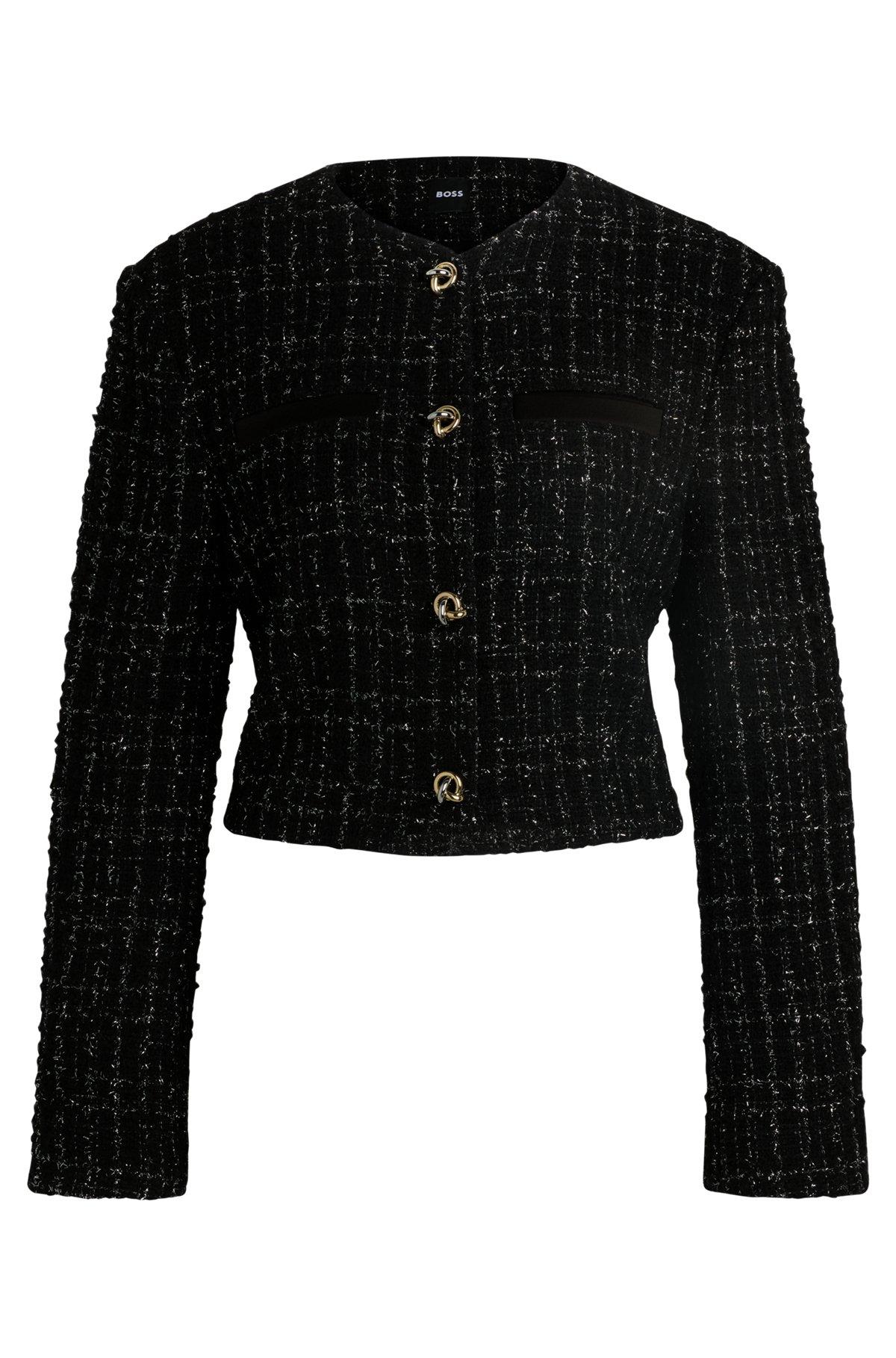 Collarless jacket in sparkle-effect tweed Product Image