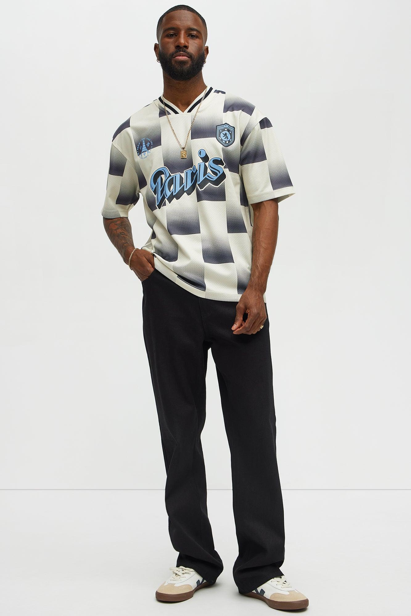 Checkered Paris Short Sleeve Soccer Jersey - Off White/combo Product Image