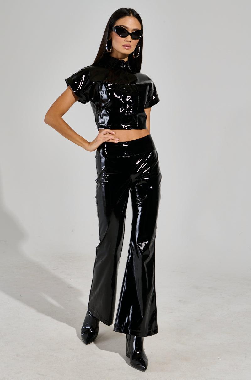 SEXY FOX BUTTON DOWN TOP IN BLACK Product Image