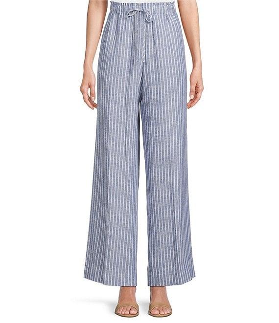 tyler boe Palmer Linen Stripe Wide Leg Pull-On Pants Product Image