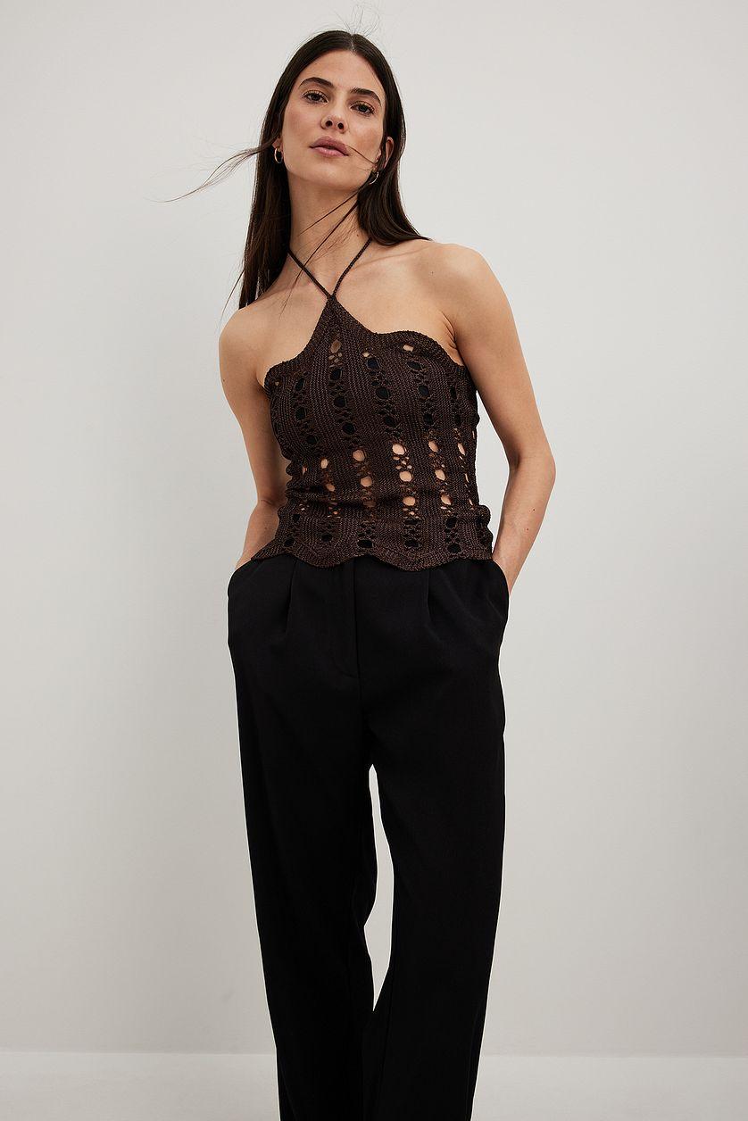 Hole Knitted Halterneck Top Product Image