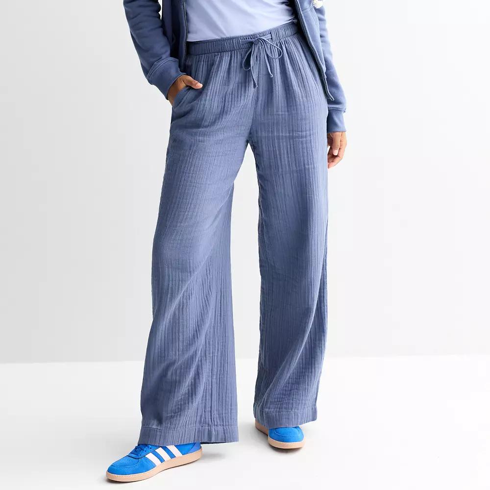 Juniors' SO® Mid Rise Double Gauze Pants, Women's,  Product Image