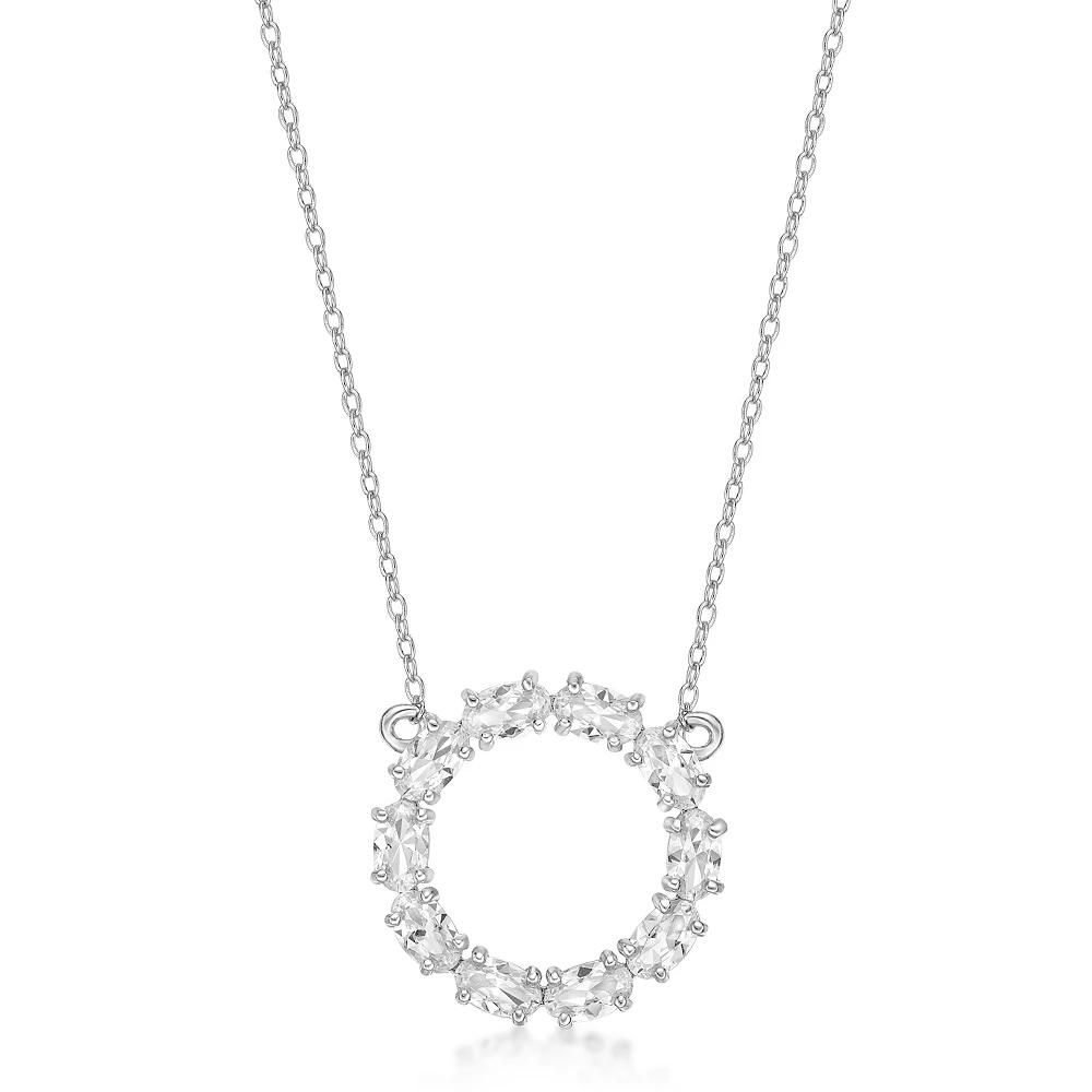 Gemminded Sterling Silver Lab-Created White Sapphire Pendant Necklace, Women's, Size: 18" Product Image