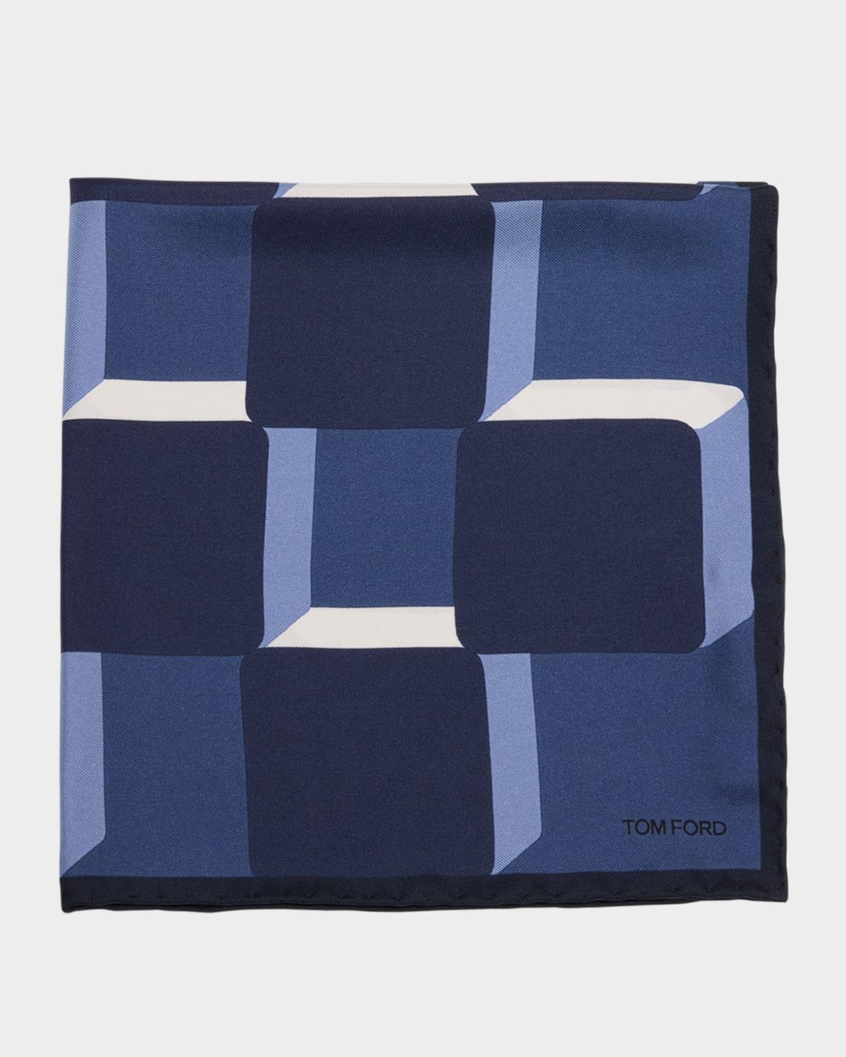 Mens Silk Geometric Pocket Square Product Image