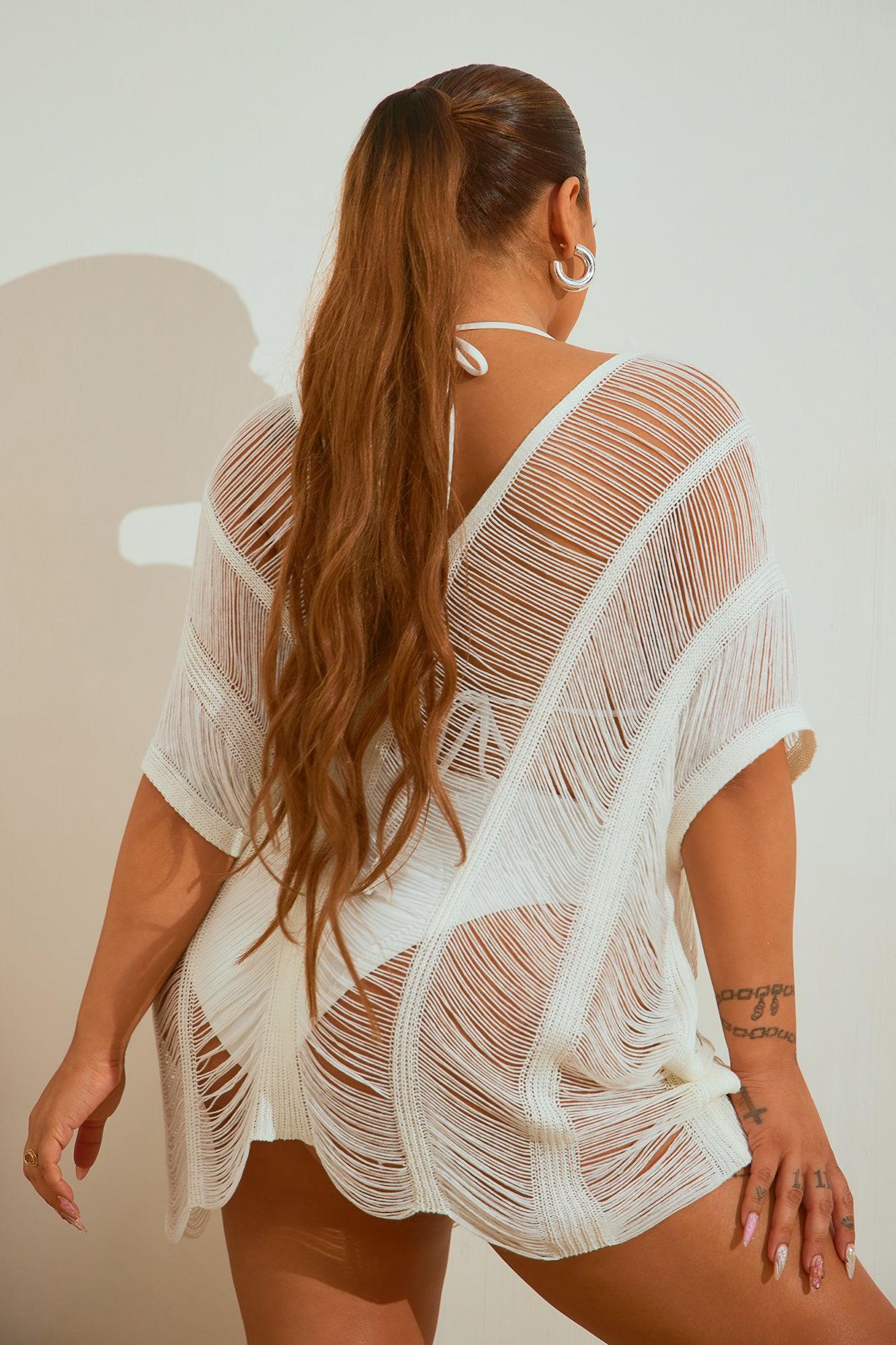 Elizabeth Crochet Cover Up Dress - Ivory Product Image