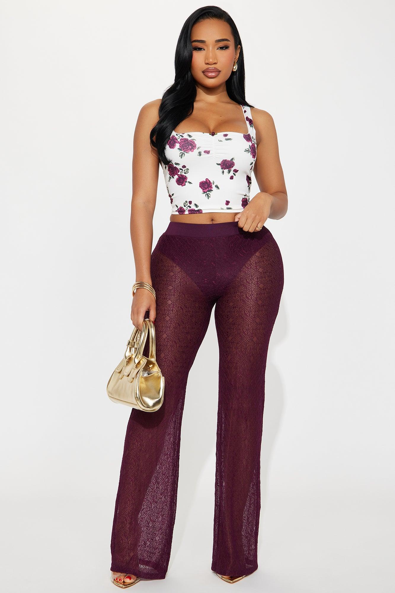Concert Season Lace Flare Pant - Plum Product Image