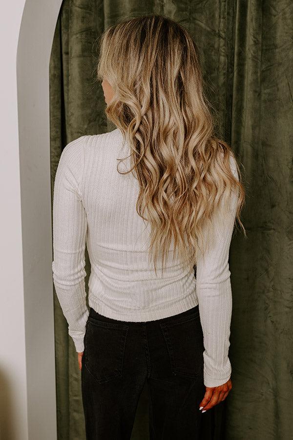 Simply Sweet Ribbed Top in Cream Product Image