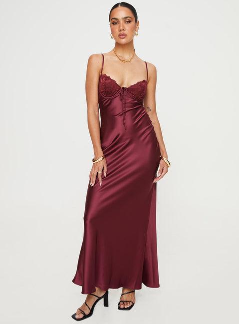 Fadyen Bias Cut Maxi Dress Burgundy Product Image