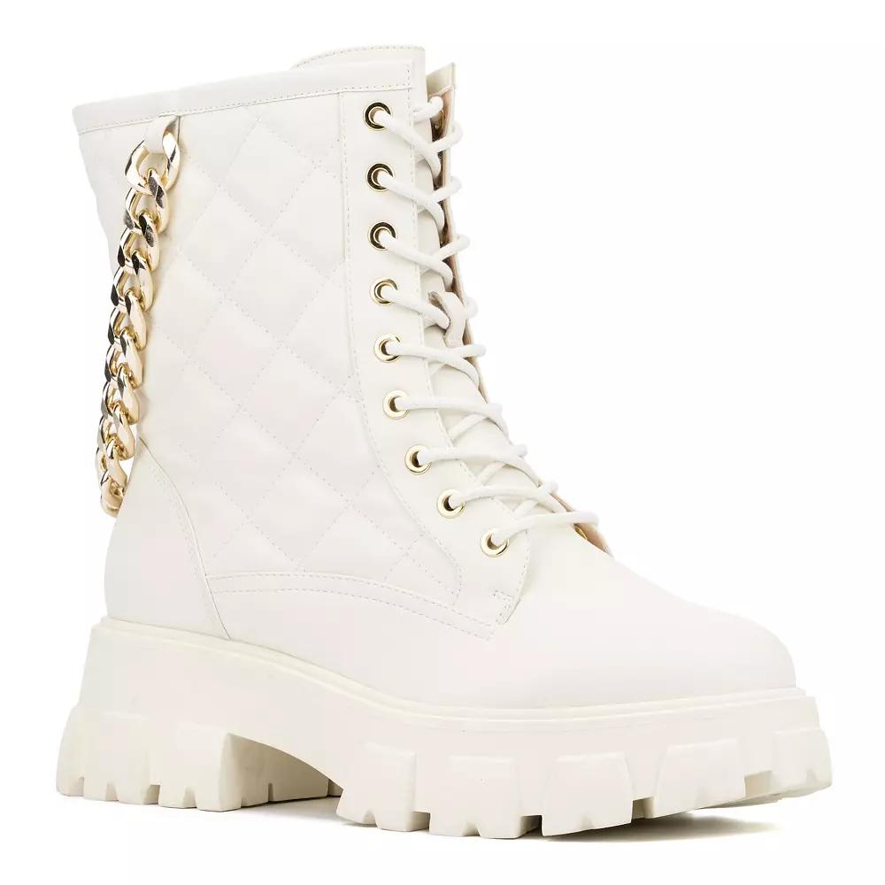 Women's Fashion to Figure Jane Wide-Width Combat Boots, Size: 8 Wide, Ivory Product Image