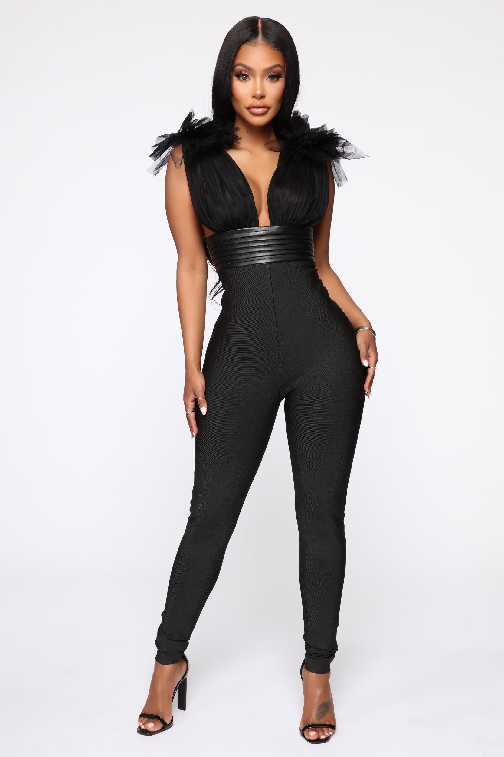 Editorial Bandage Jumpsuit - Black Product Image