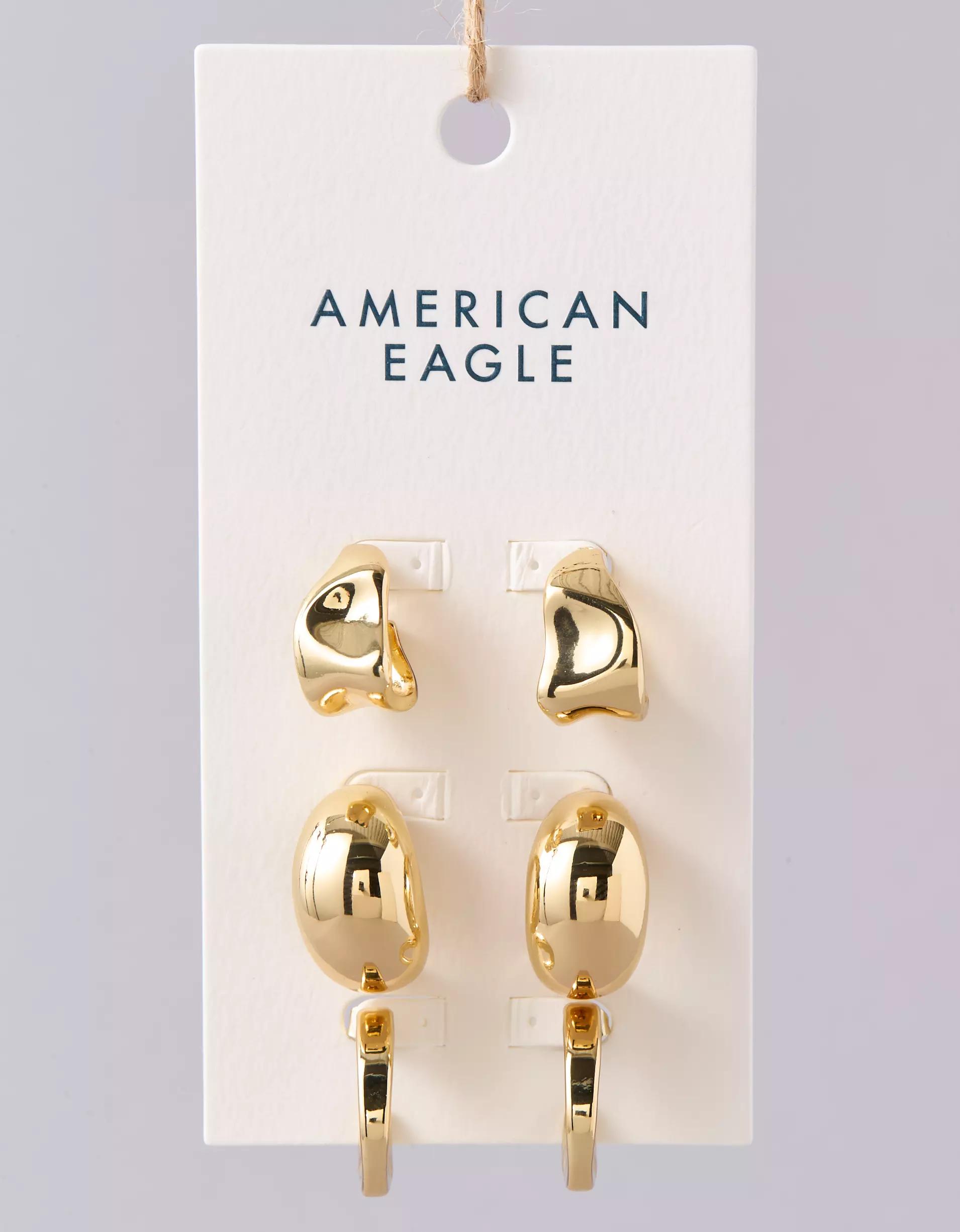 AEO Sculpted Hoop Earrings 3-Pack Product Image