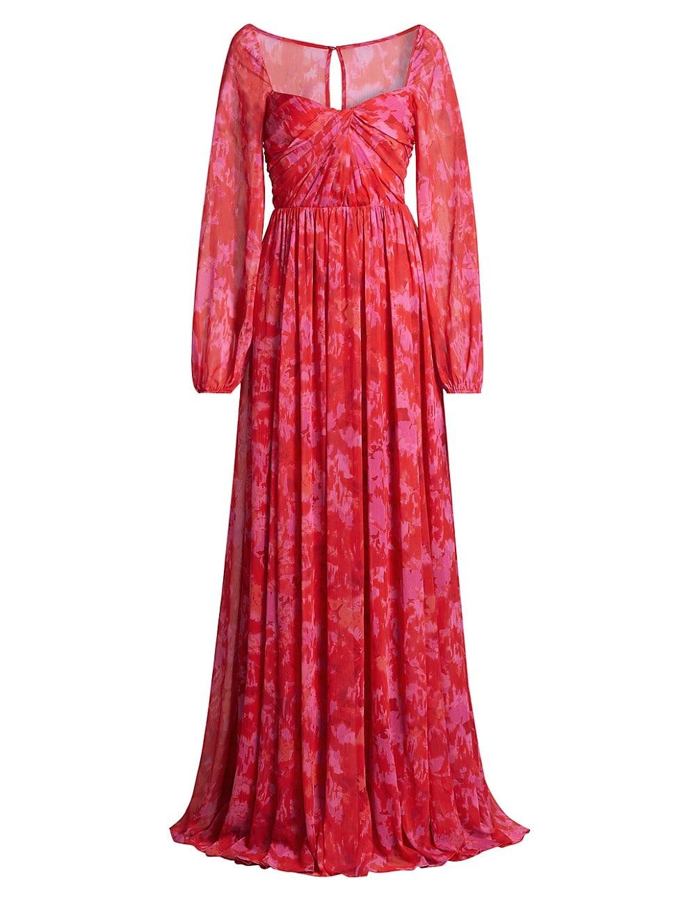 Womens Emery Abstract Chiffon Sweetheart Maxi Dress Product Image