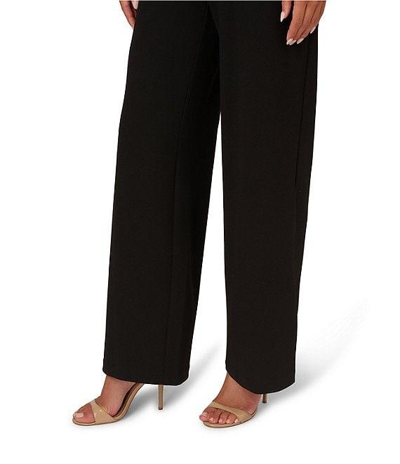 Adrianna Papell Crepe Square Neck 3/4 Bell Sleeve Tie Front Straight Leg Jumpsuit Product Image