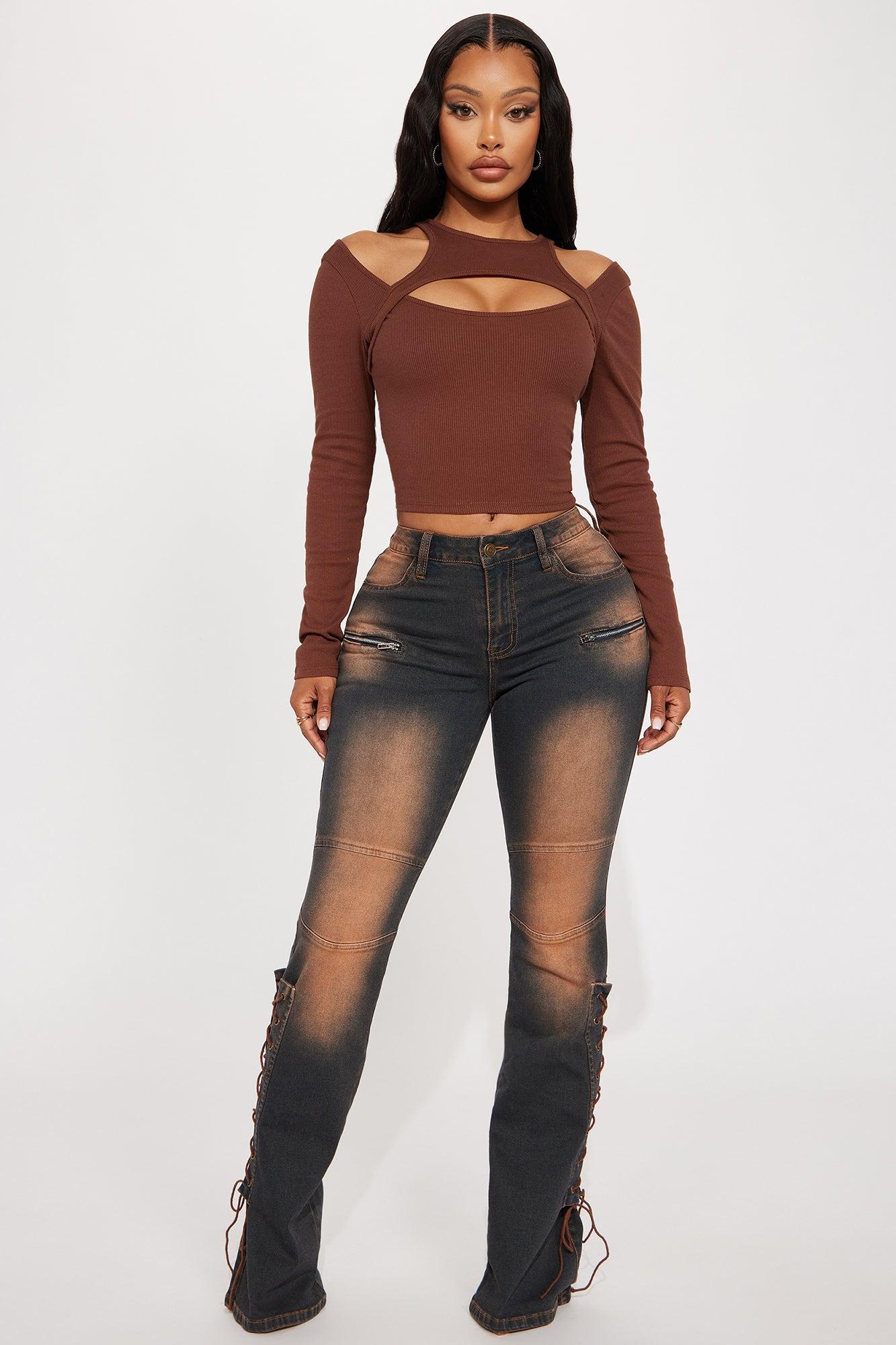 Chloe Cut Out Top - Brown Product Image