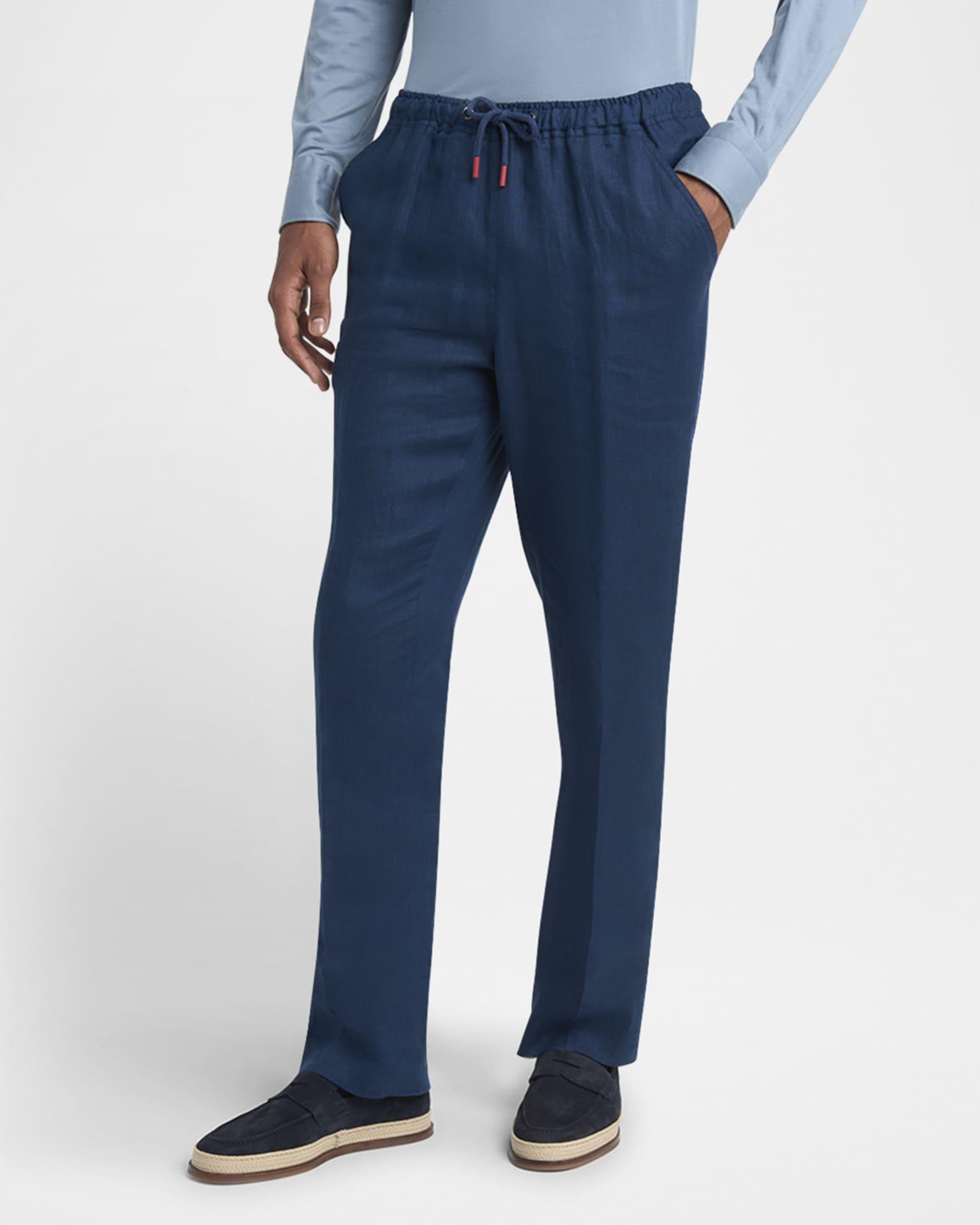 Men's Linen Drawstring Flat-Front Pants Product Image
