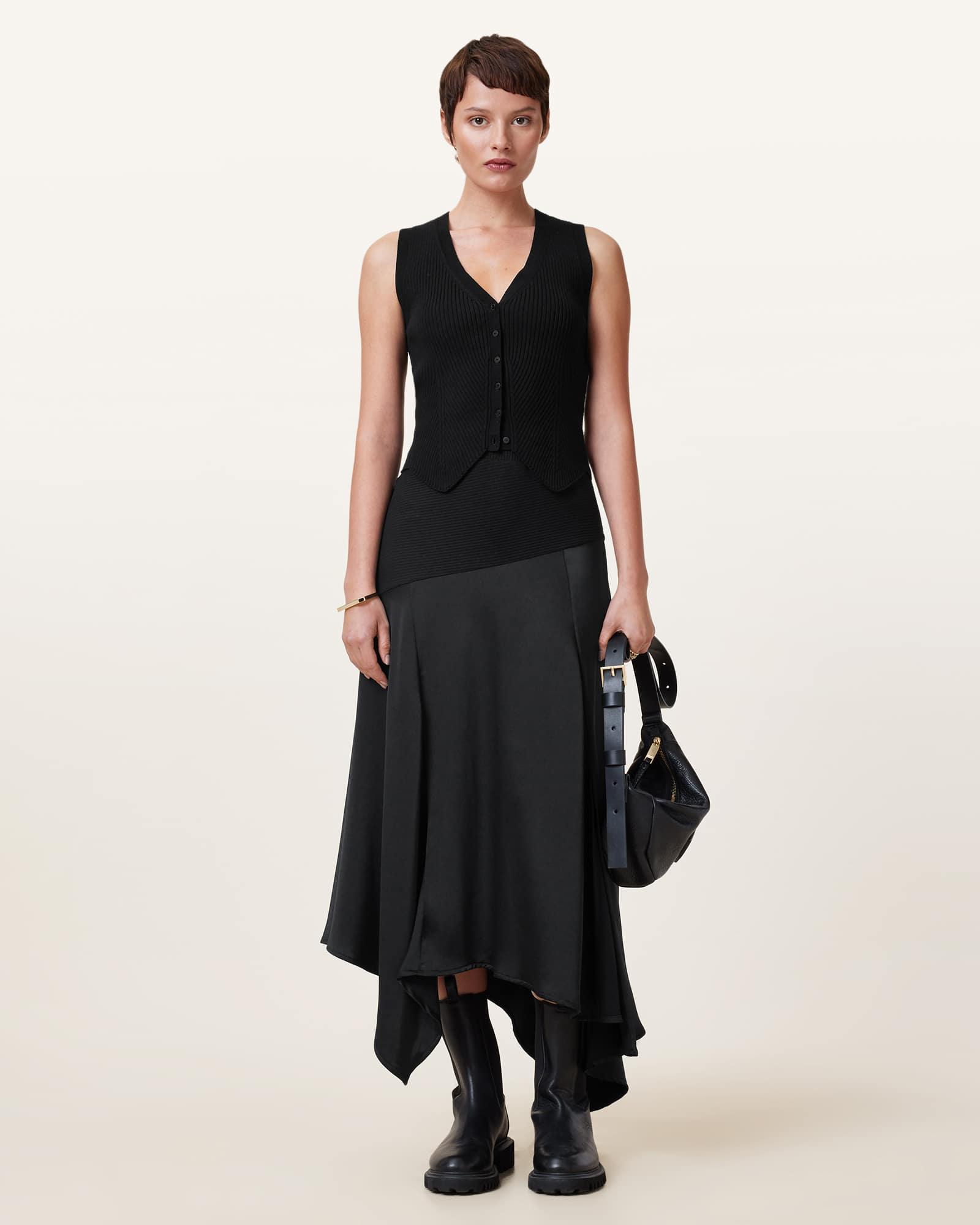 Pia Satin Asymmetric Maxi Skirt Product Image