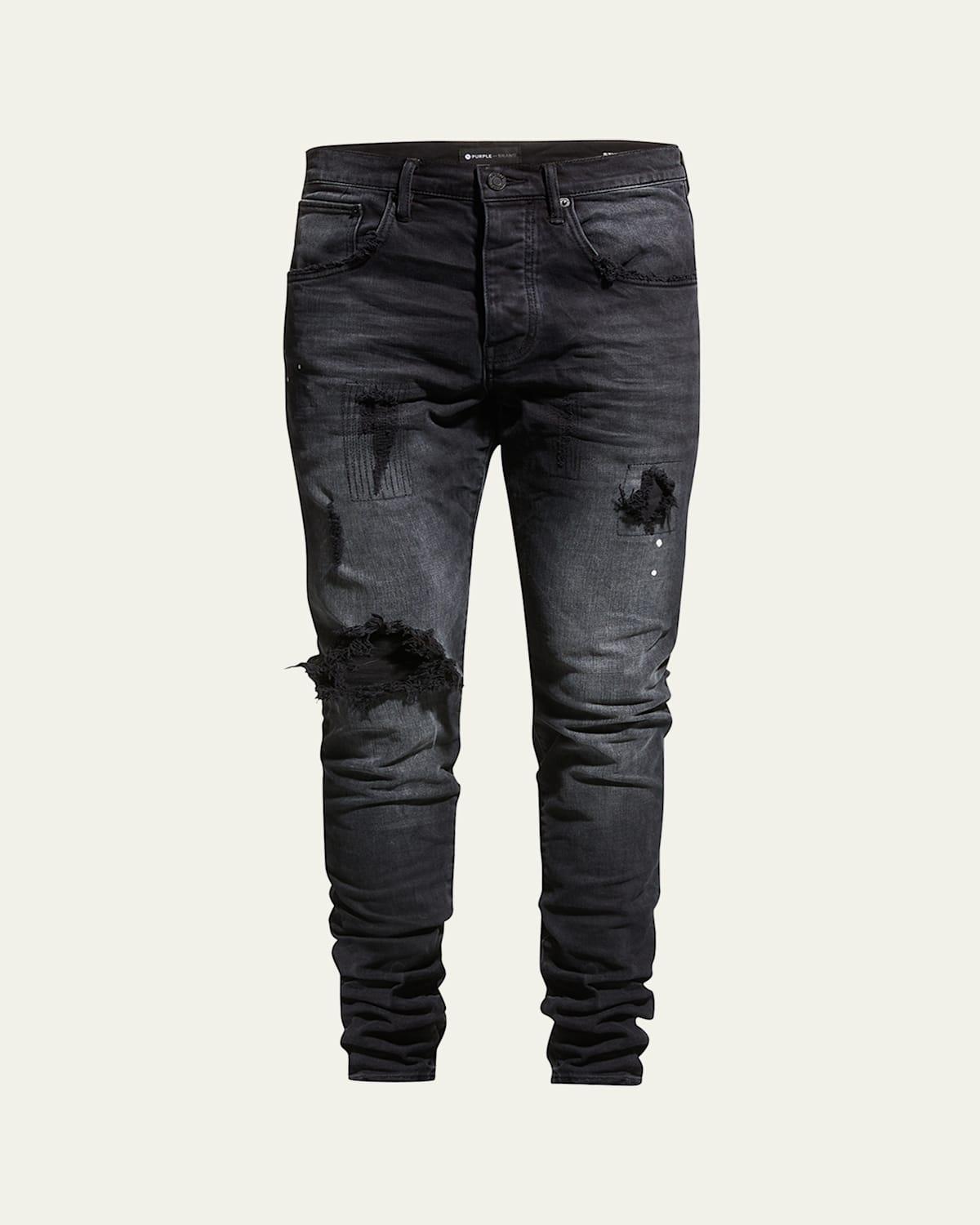 Mens P002 Over Spray Slim-Fit Jeans Product Image