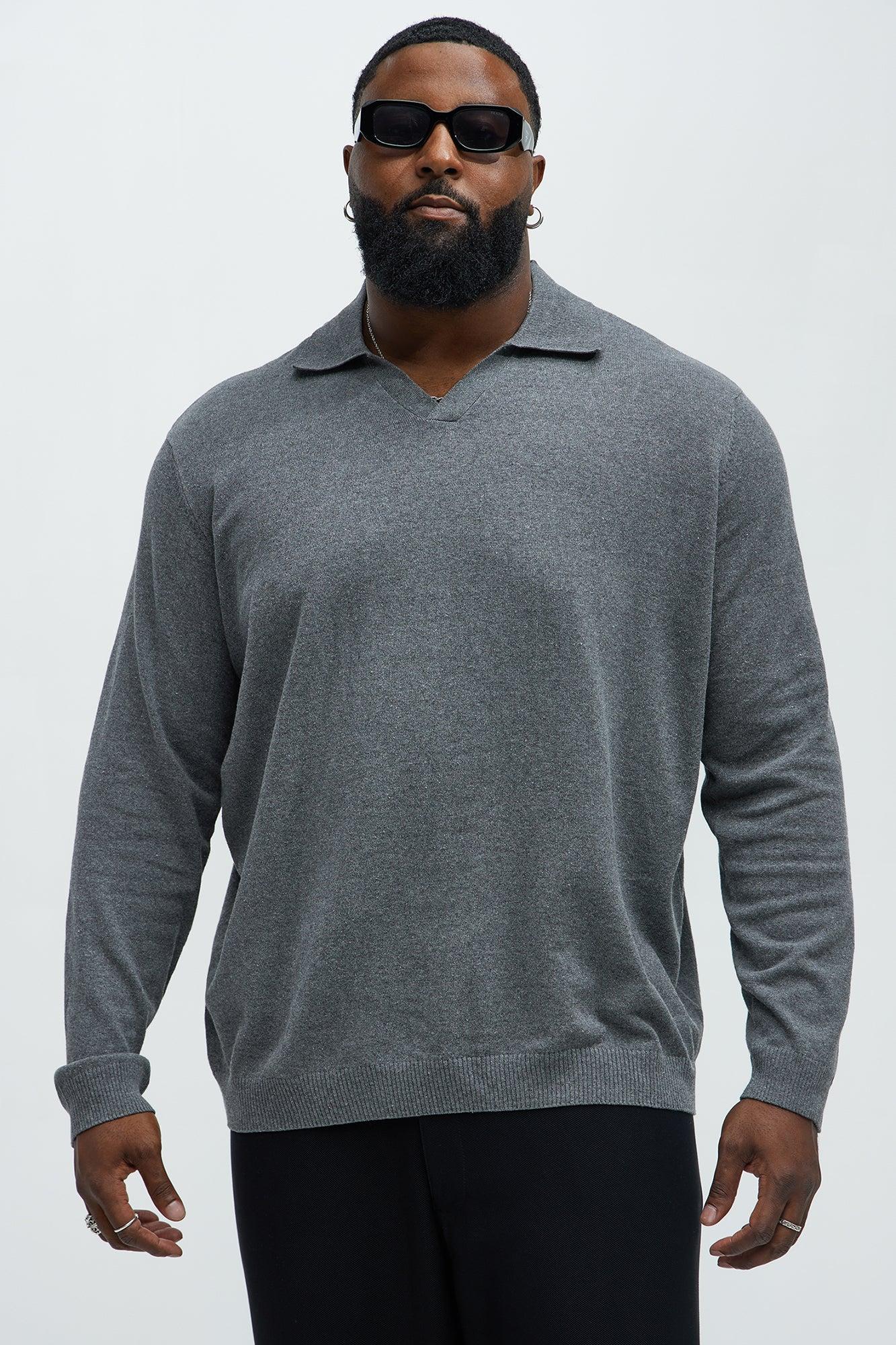 Noyes Johnny Collar Lightweight Sweater - Heather Grey Product Image