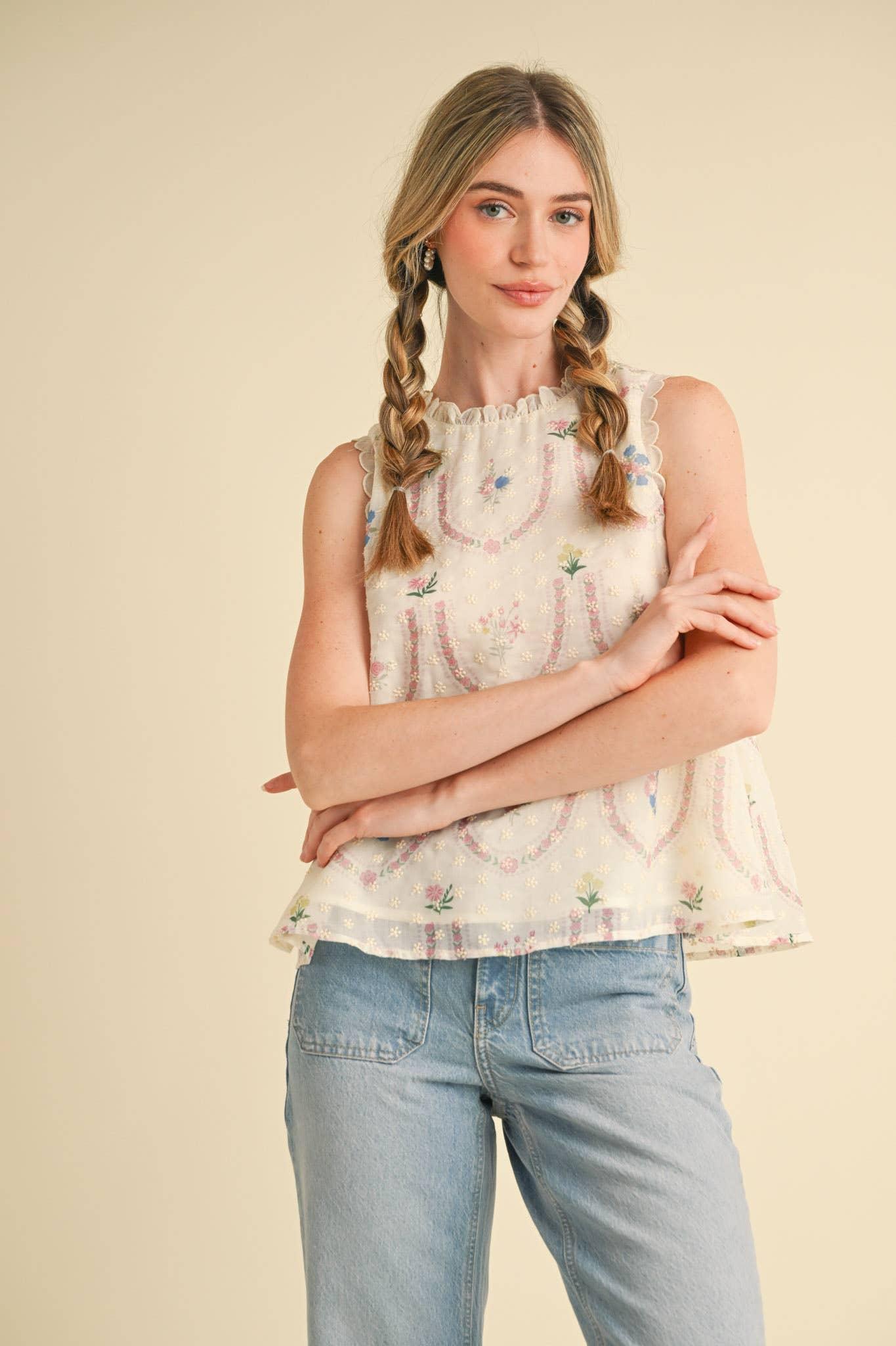 Embroidered Babydoll Top Product Image