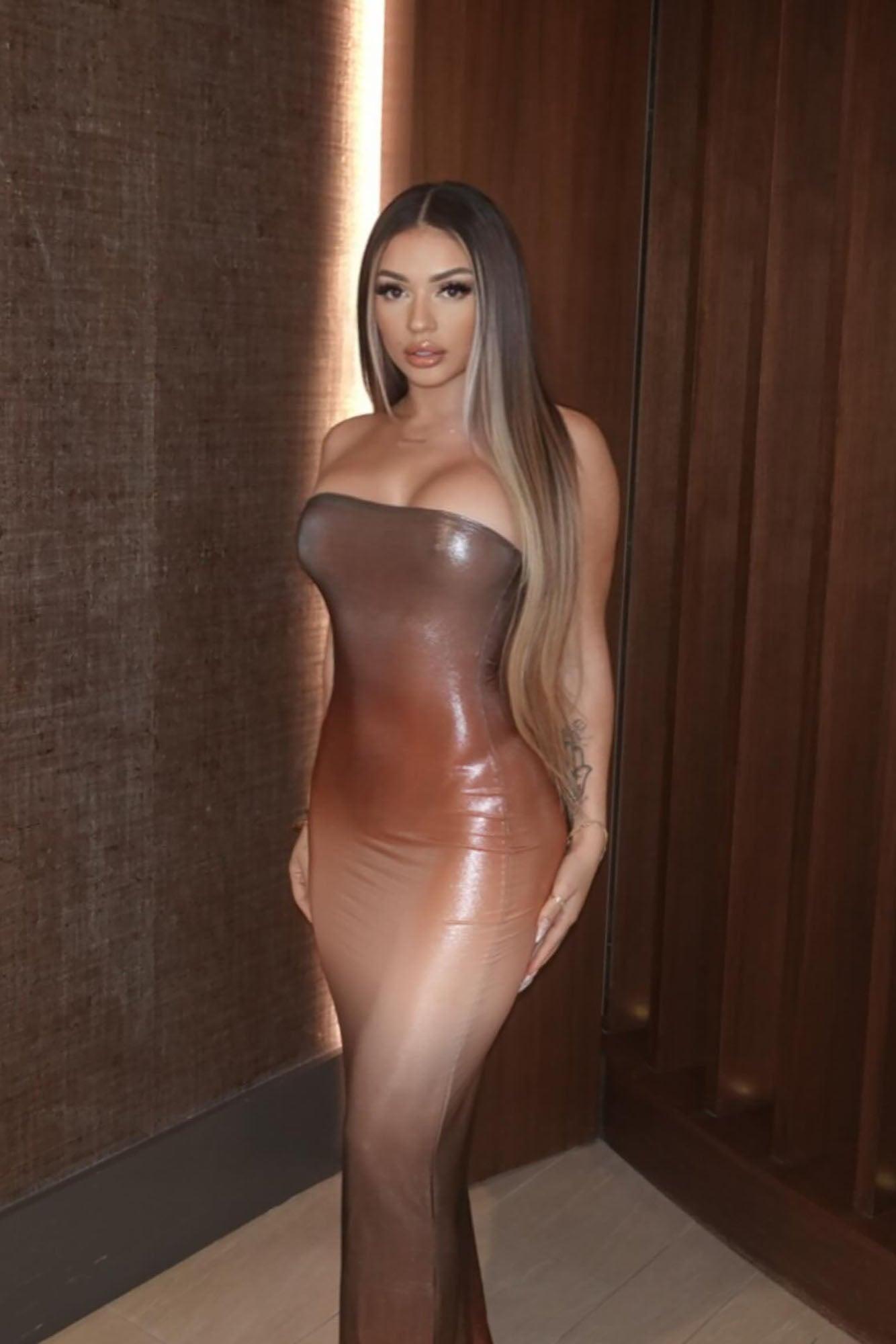 Brighter You Metallic Maxi Dress - Brown/combo Product Image