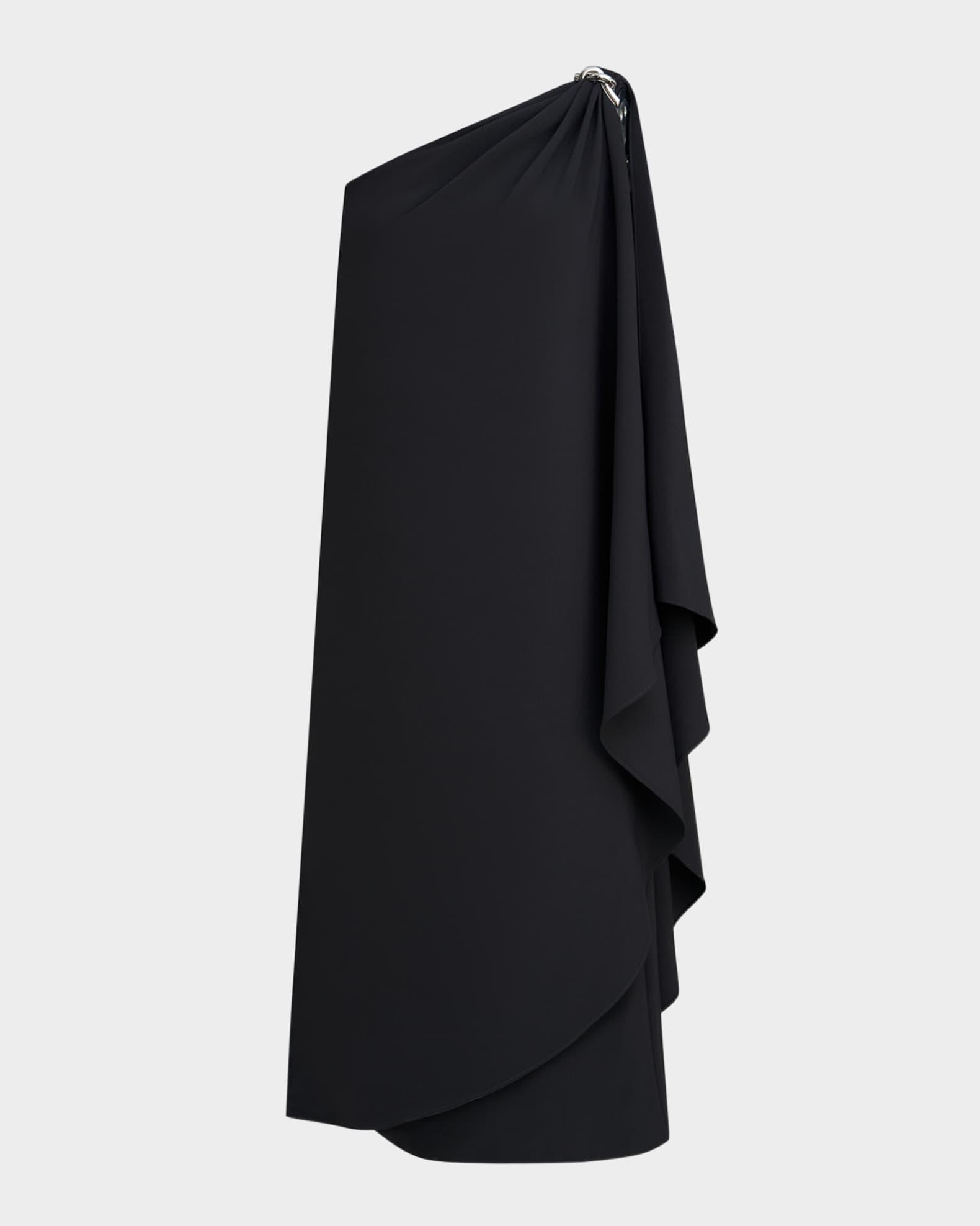 Aries Draped One-Shoulder Crepe Midi Dress Product Image