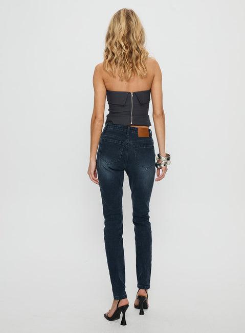 Illyssa Mid Rise Skinny Jeans Washed Charcoal Product Image