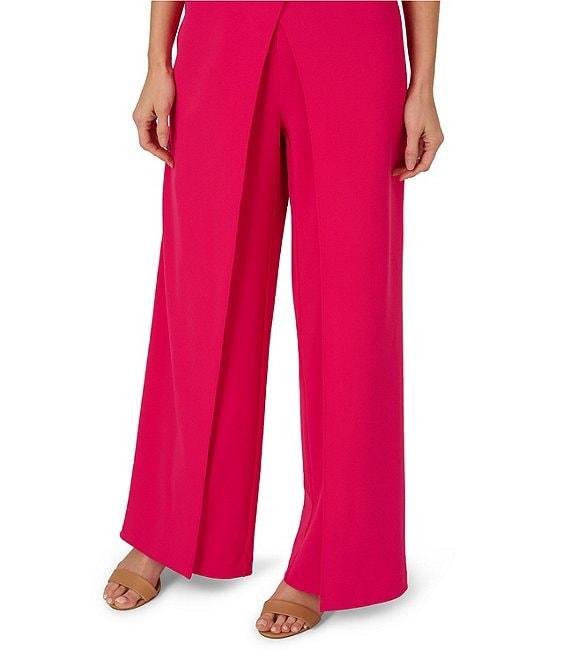 Adrianna Papell One Shoulder 3D Flower Applique Asymmetrical Walk Thru Crepe Jumpsuit Product Image