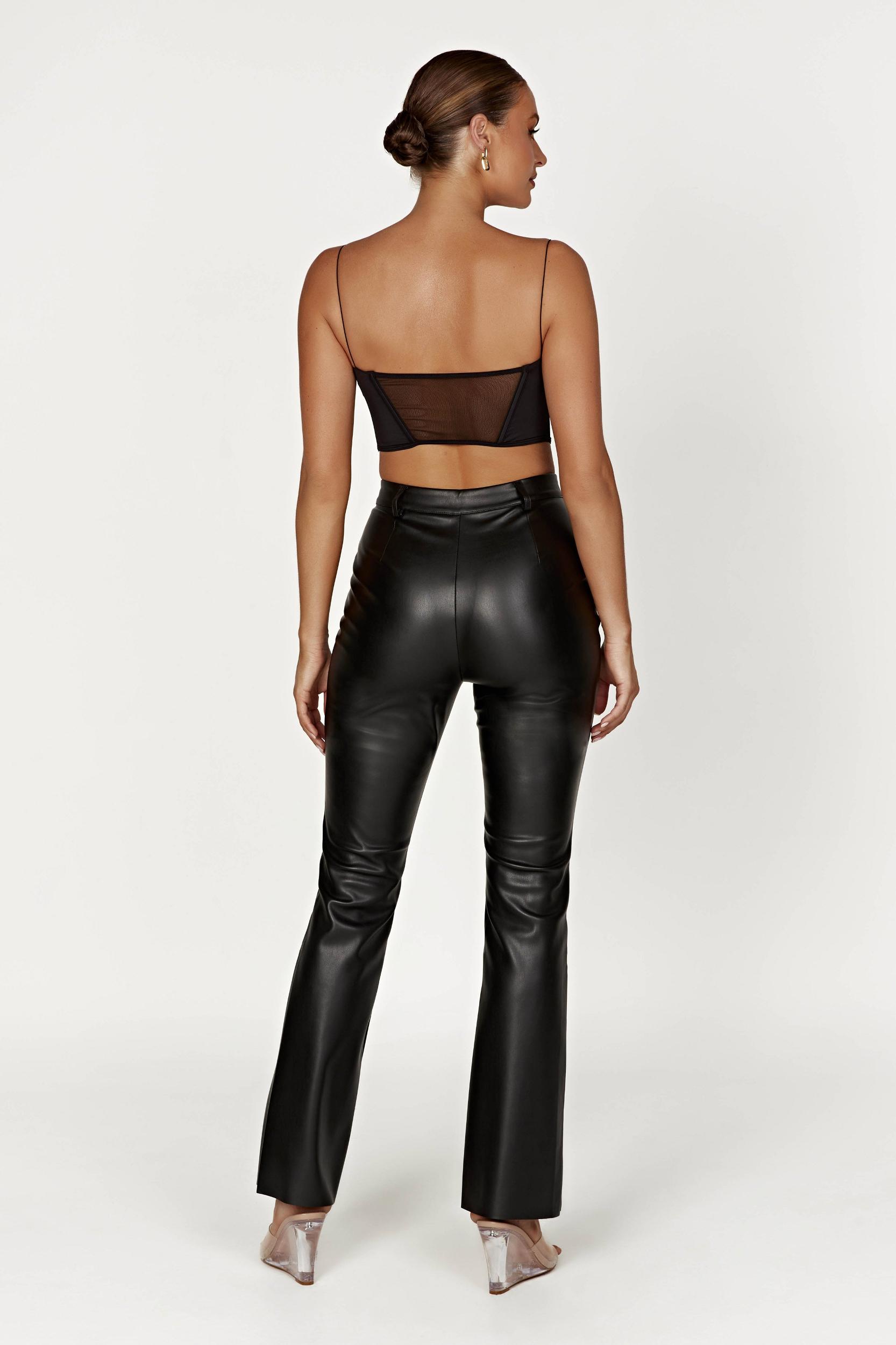 Tyra Straight Leg Faux Leather Pants - Black Product Image