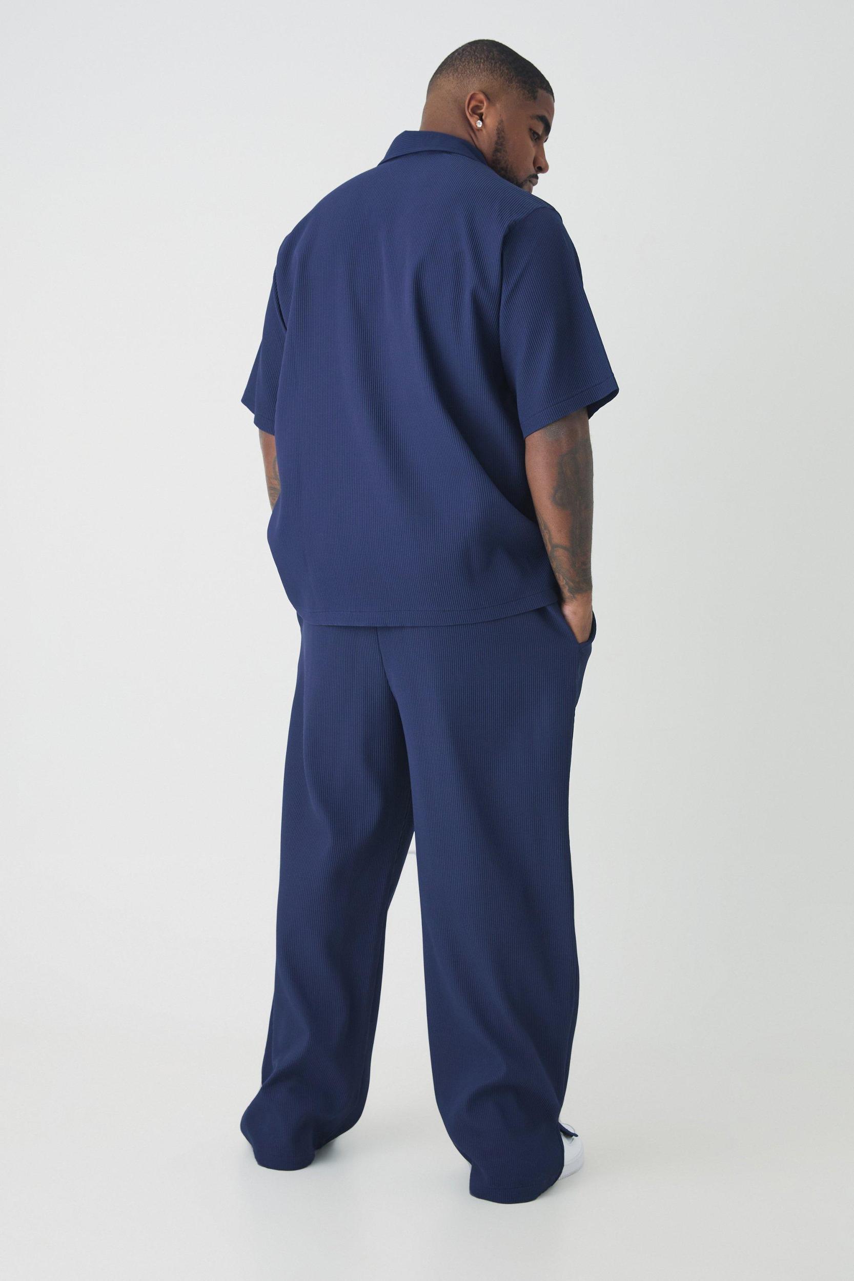 Plus Pleated Split Hem Relaxed Fit Pants | boohooMAN USA Product Image